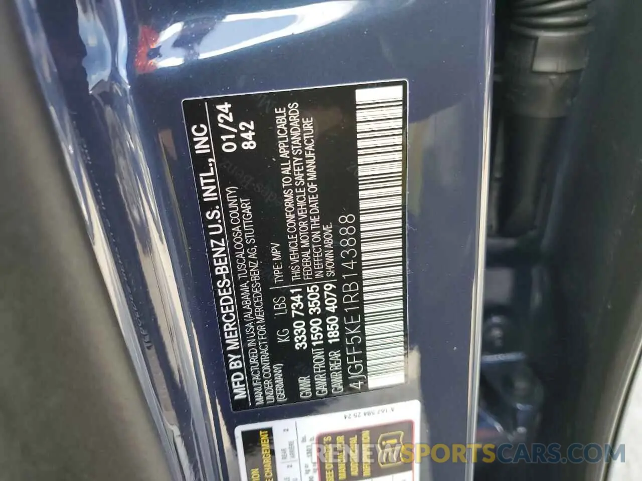 13 fotografías del automóvil dañado 4JGFF5KE1RB143888 MERCEDES-BENZ GLS-CLASS 2024
