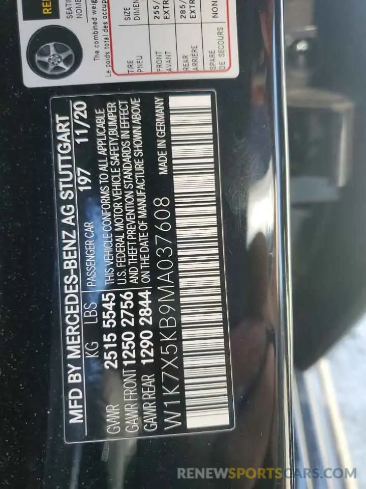 12 fotografías del automóvil dañado W1K7X5KB9MA037608 MERCEDES-BENZ GT-CLASS 2021