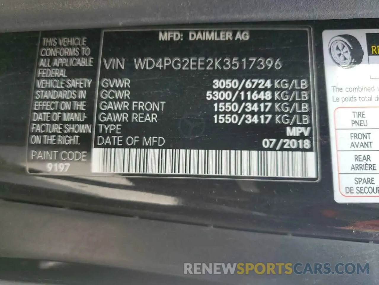 13 fotografías del automóvil dañado WD4PG2EE2K3517396 MERCEDES-BENZ METRIS 2019