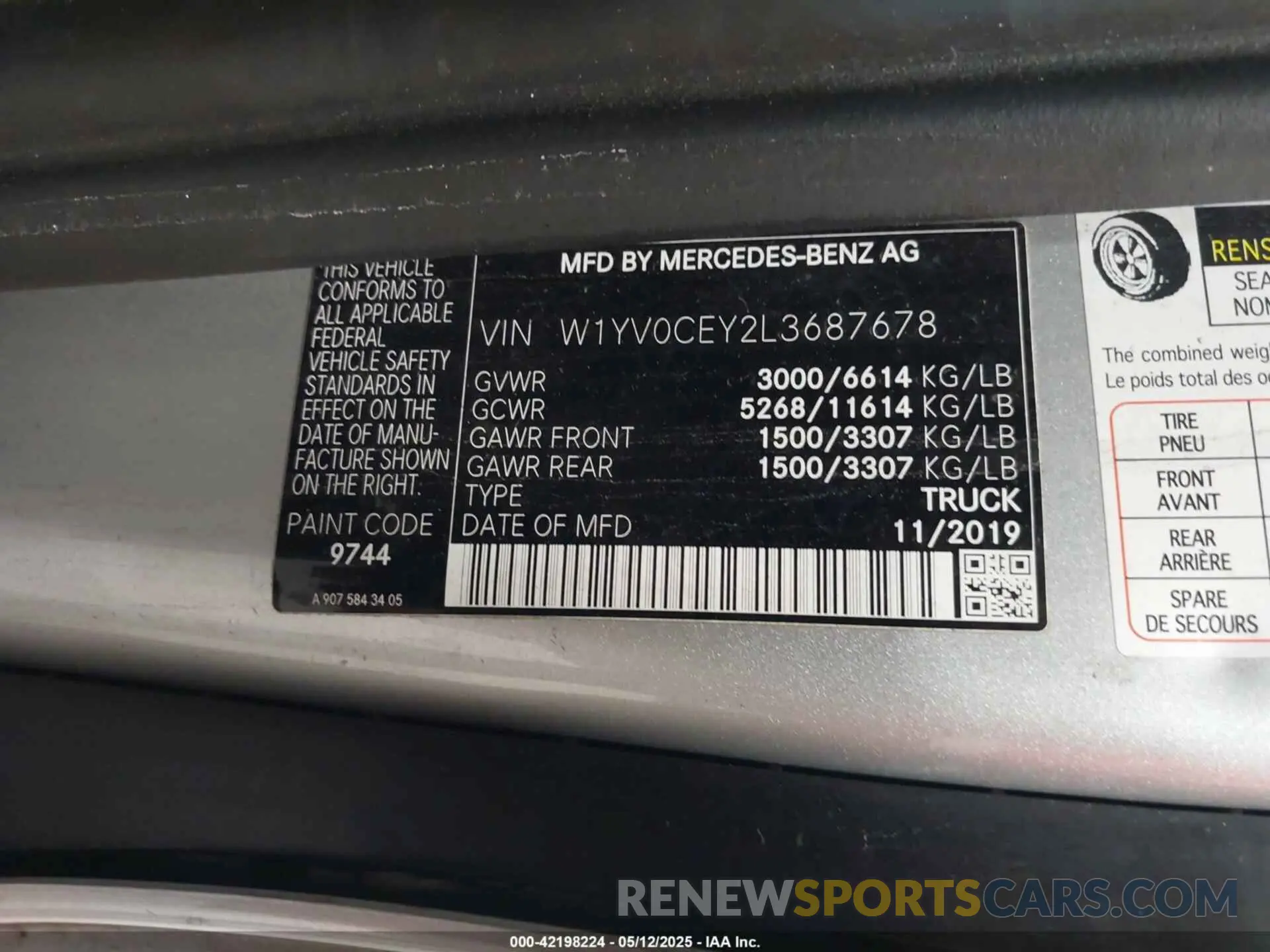 9 fotografías del automóvil dañado W1YV0CEY2L3687678 MERCEDES-BENZ METRIS 2020