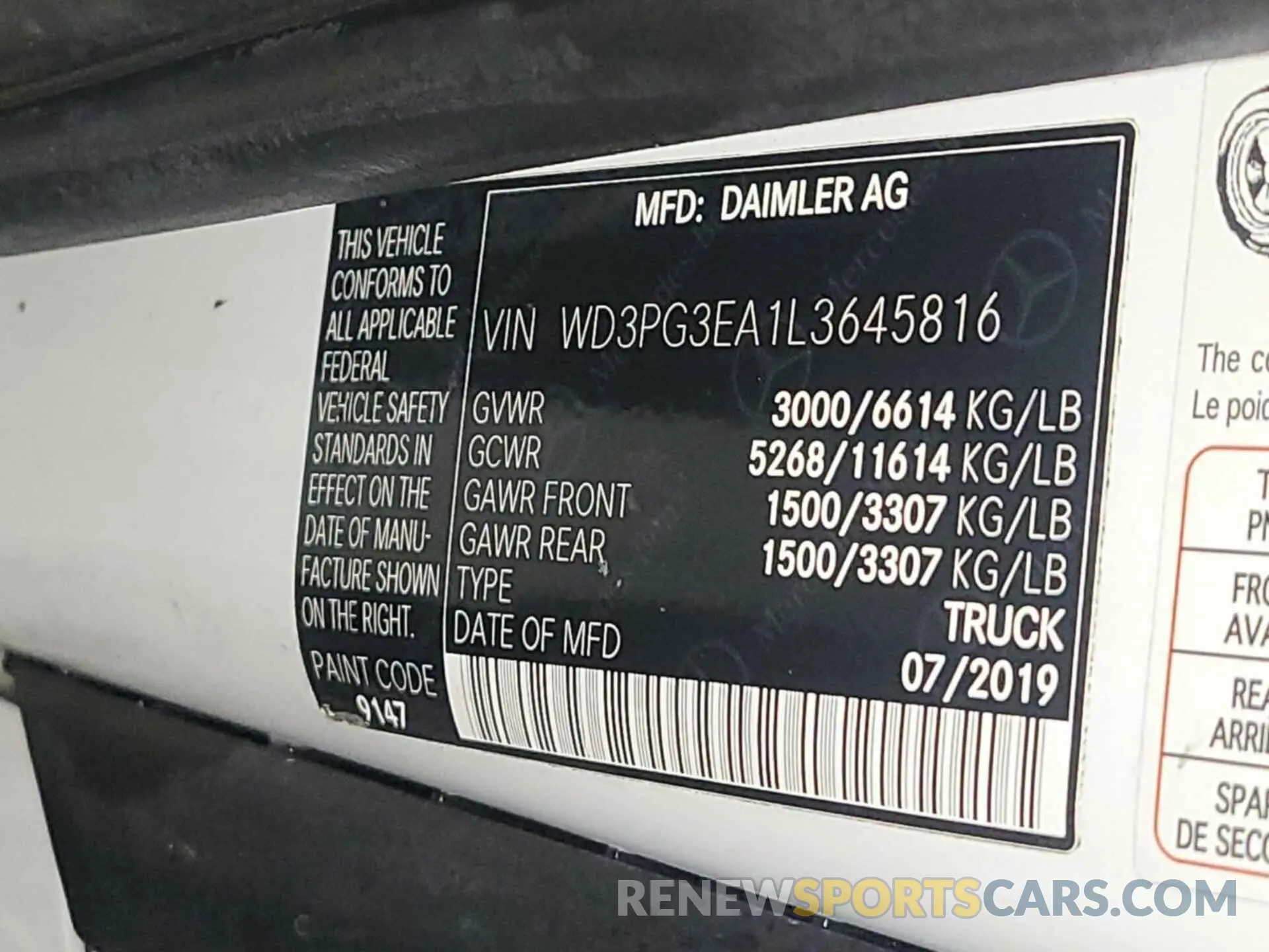 10 fotografías del automóvil dañado WD3PG3EA1L3645816 MERCEDES-BENZ METRIS 2020