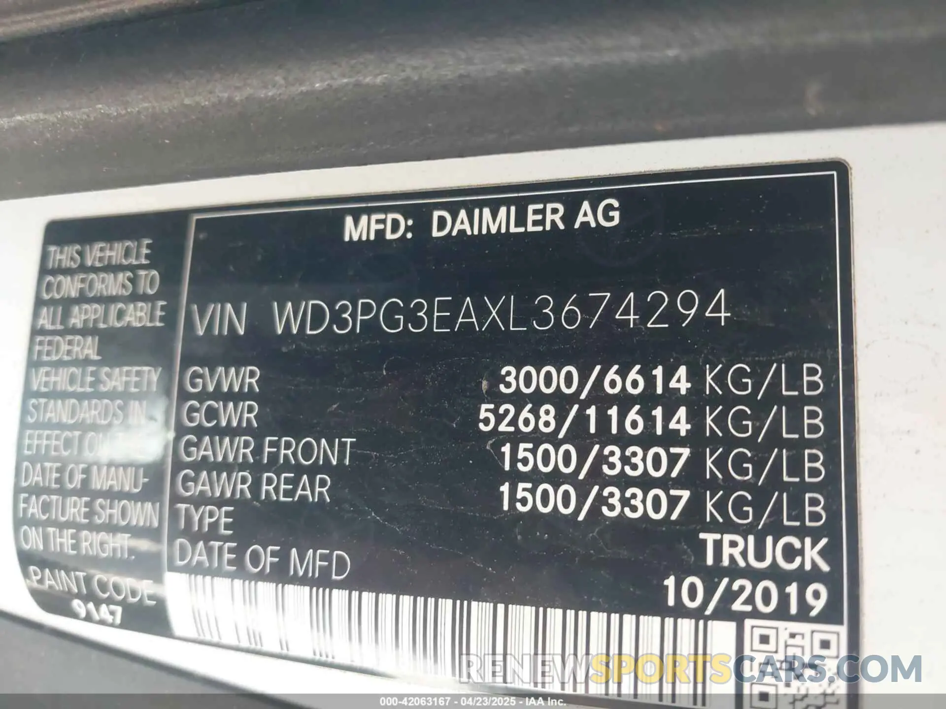 9 fotografías del automóvil dañado WD3PG3EAXL3674294 MERCEDES-BENZ METRIS 2020