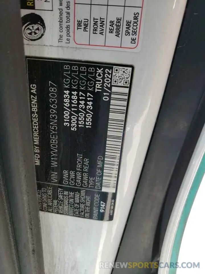 14 fotografías del automóvil dañado W1YV0BEY5N3963087 MERCEDES-BENZ METRIS 2022