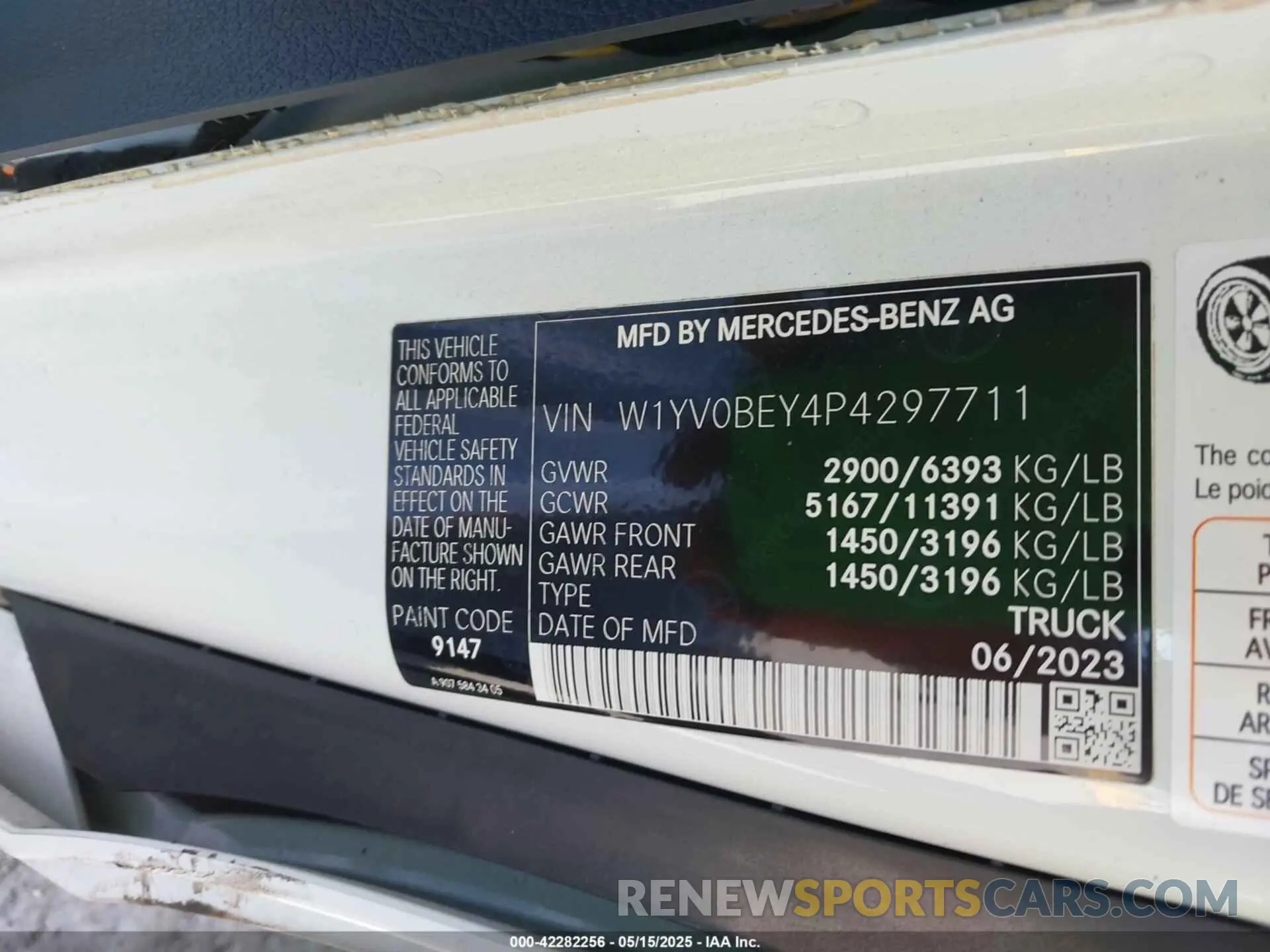 9 fotografías del automóvil dañado W1YV0BEY4P4297711 MERCEDES-BENZ METRIS 2023