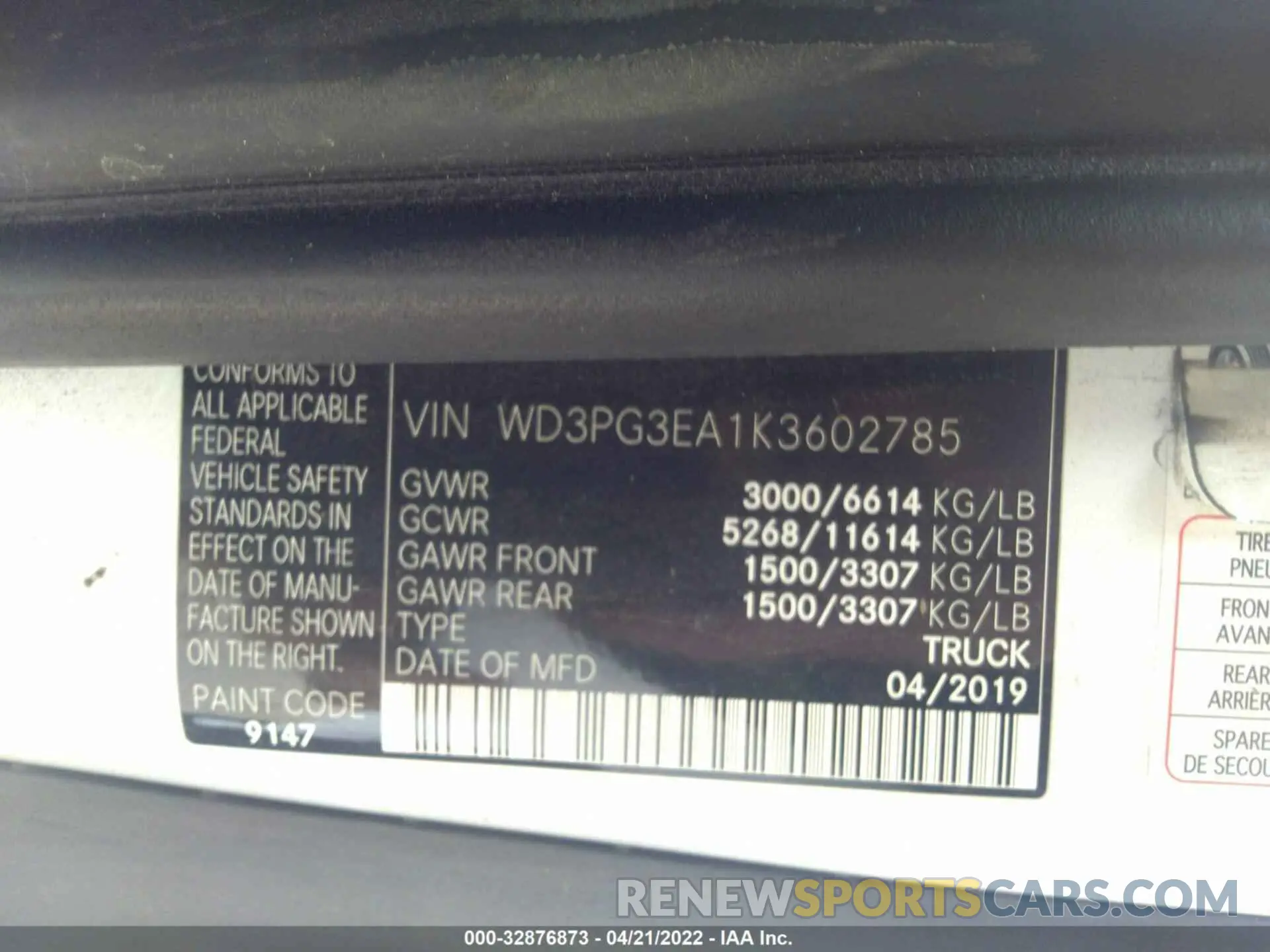 9 fotografías del automóvil dañado WD3PG3EA1K3602785 MERCEDES-BENZ METRIS CARGO VAN 2019