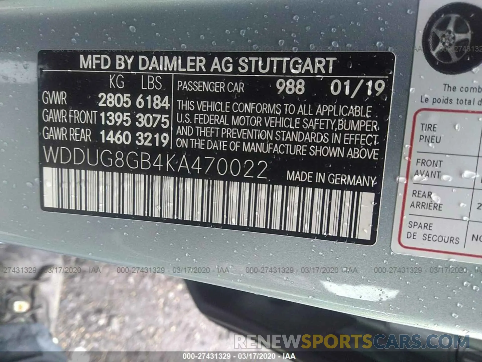 9 fotografías del automóvil dañado WDDUG8GB4KA470022 MERCEDES-BENZ S 2019