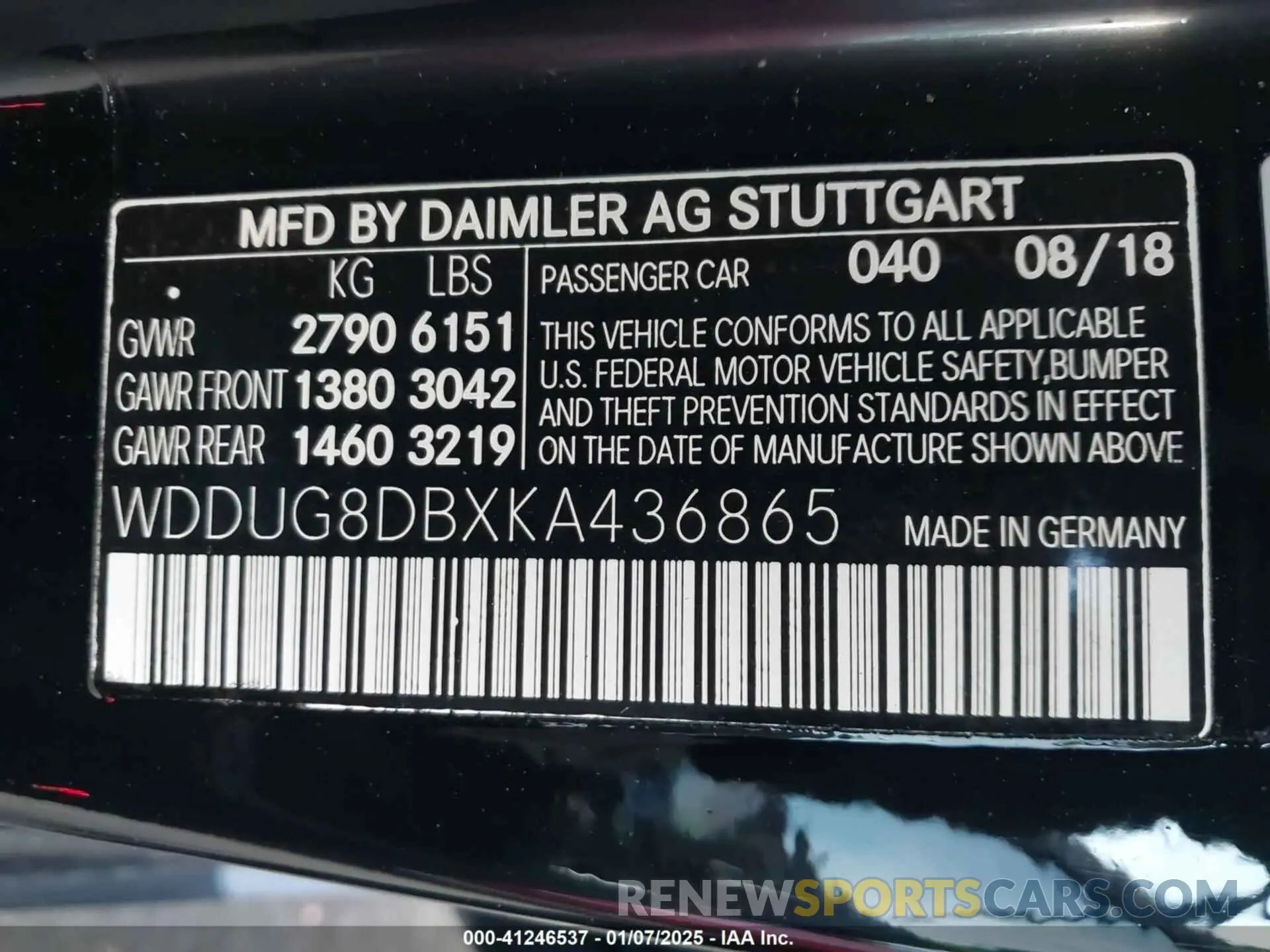 9 fotografías del automóvil dañado WDDUG8DBXKA436865 MERCEDES-BENZ S 560 2019