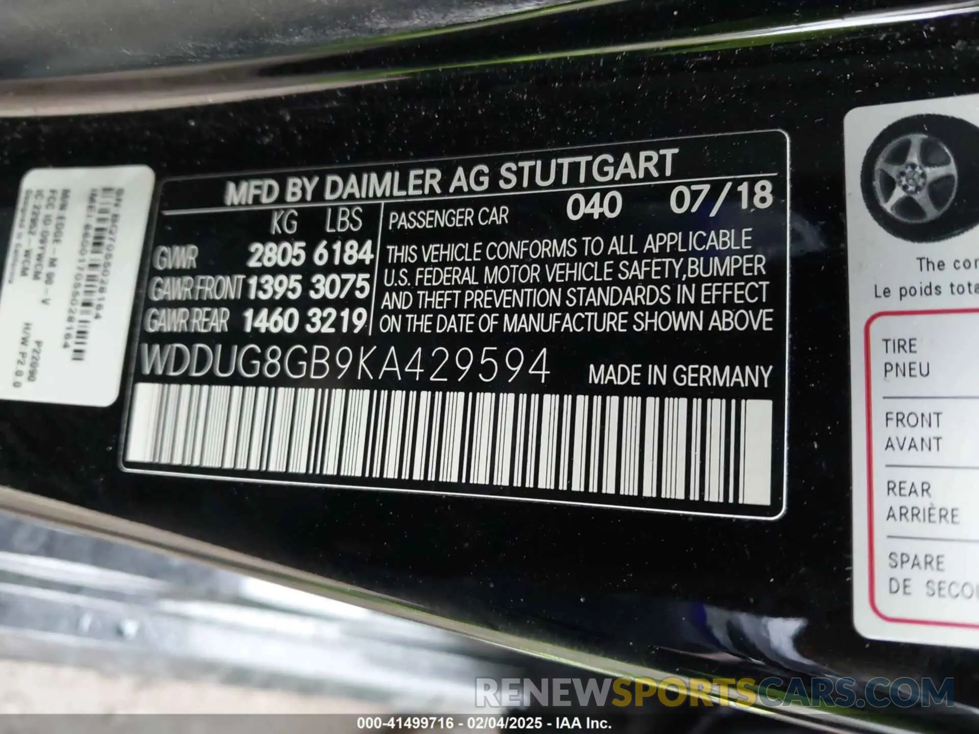 9 fotografías del automóvil dañado WDDUG8GB9KA429594 MERCEDES-BENZ S 560 2019