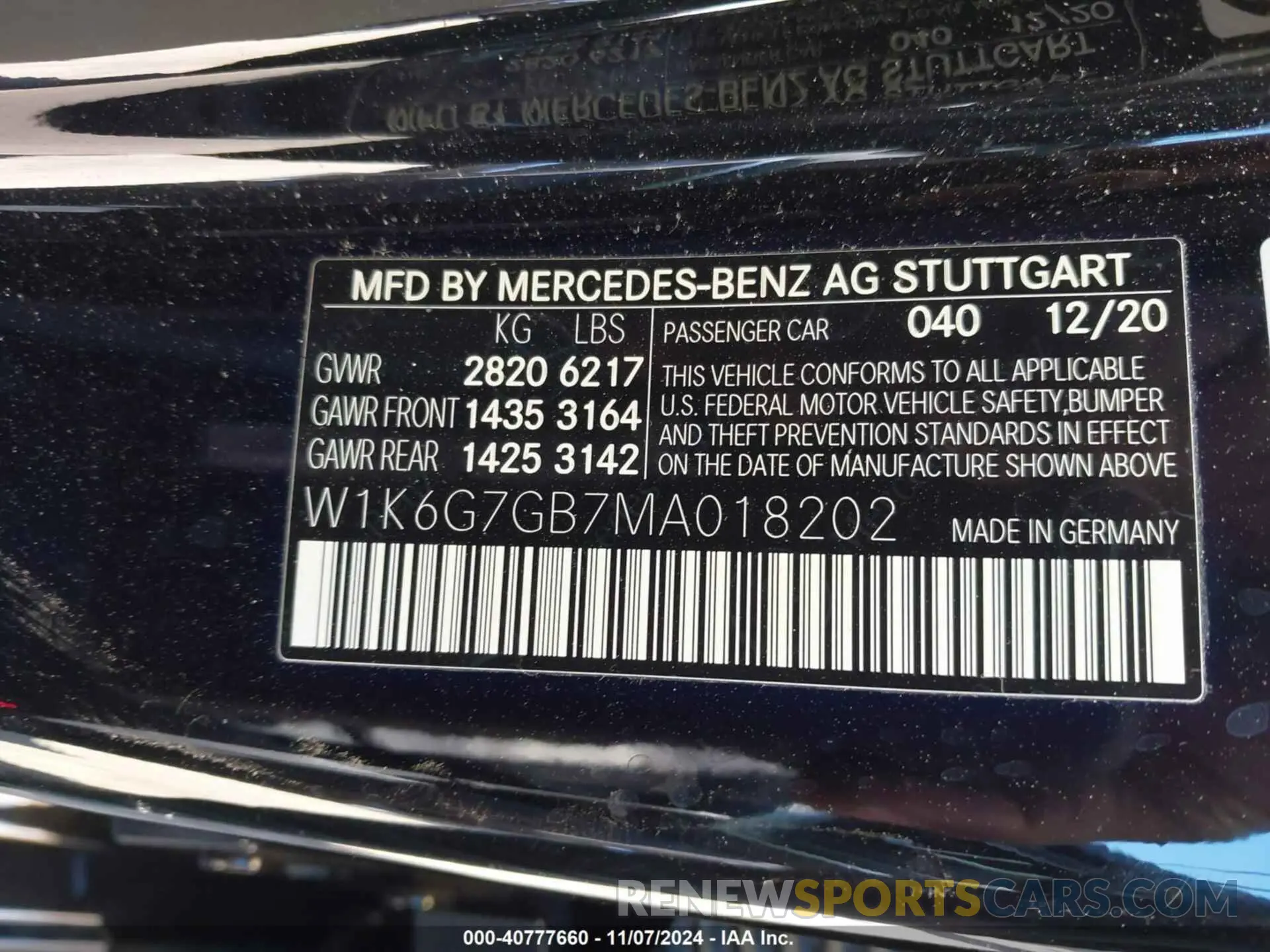 9 fotografías del automóvil dañado W1K6G7GB7MA018202 MERCEDES-BENZ S 580 2021