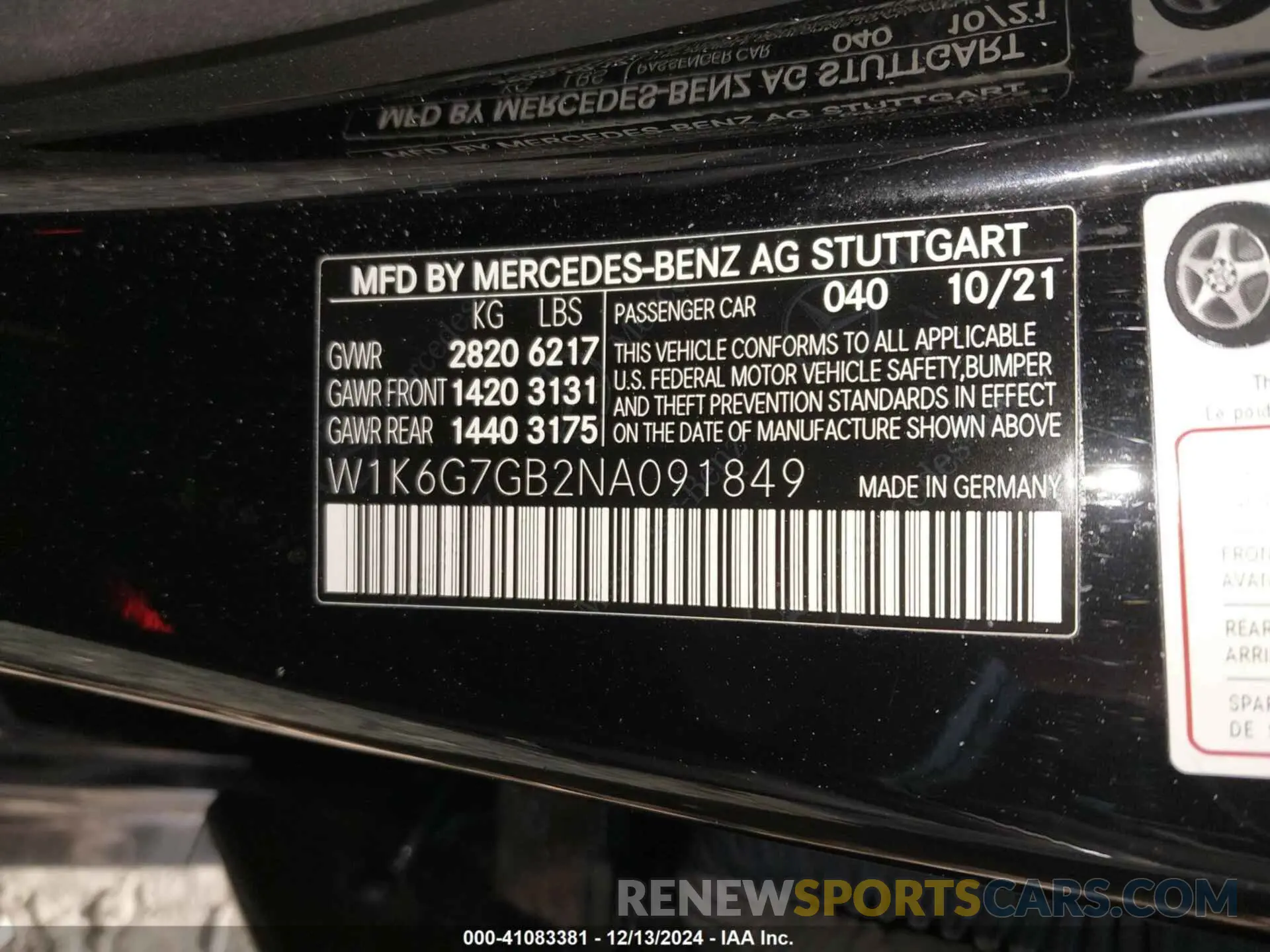 9 fotografías del automóvil dañado W1K6G7GB2NA091849 MERCEDES-BENZ S 580 2022