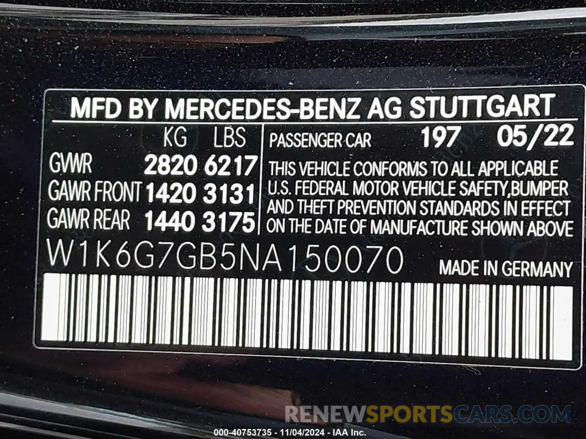 9 fotografías del automóvil dañado W1K6G7GB5NA150070 MERCEDES-BENZ S 580 2022
