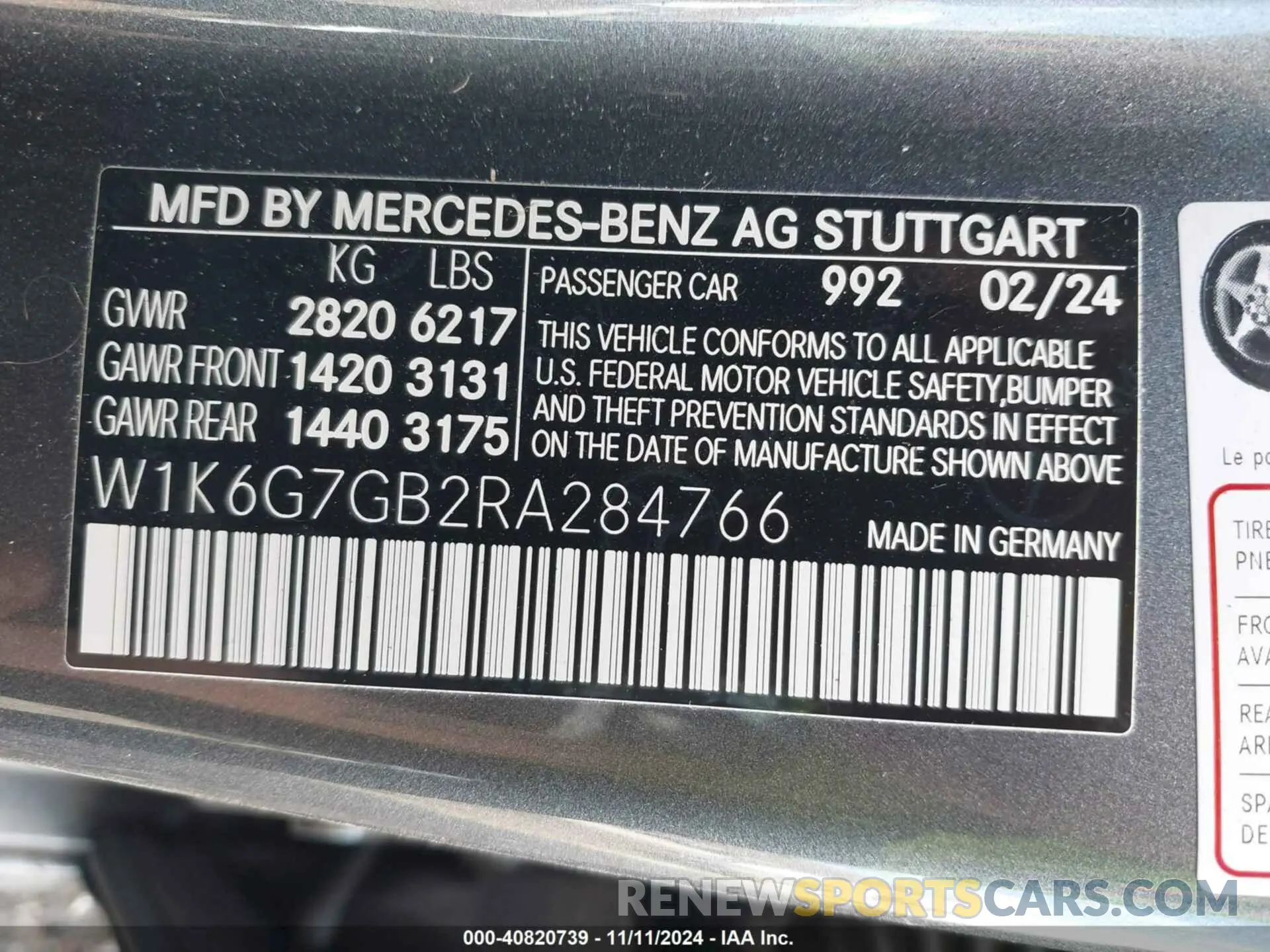 9 fotografías del automóvil dañado W1K6G7GB2RA284766 MERCEDES-BENZ S 580 2024