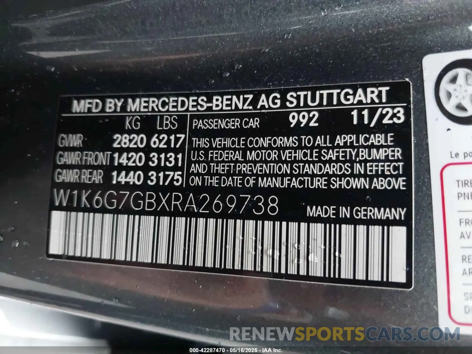 9 fotografías del automóvil dañado W1K6G7GBXRA269738 MERCEDES-BENZ S 580 2024