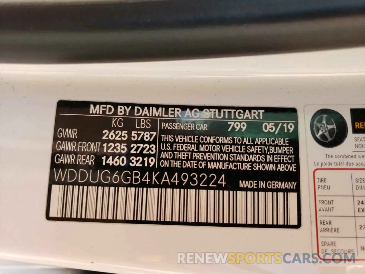 12 fotografías del automóvil dañado WDDUG6GB4KA493224 MERCEDES-BENZ S-CLASS 2019