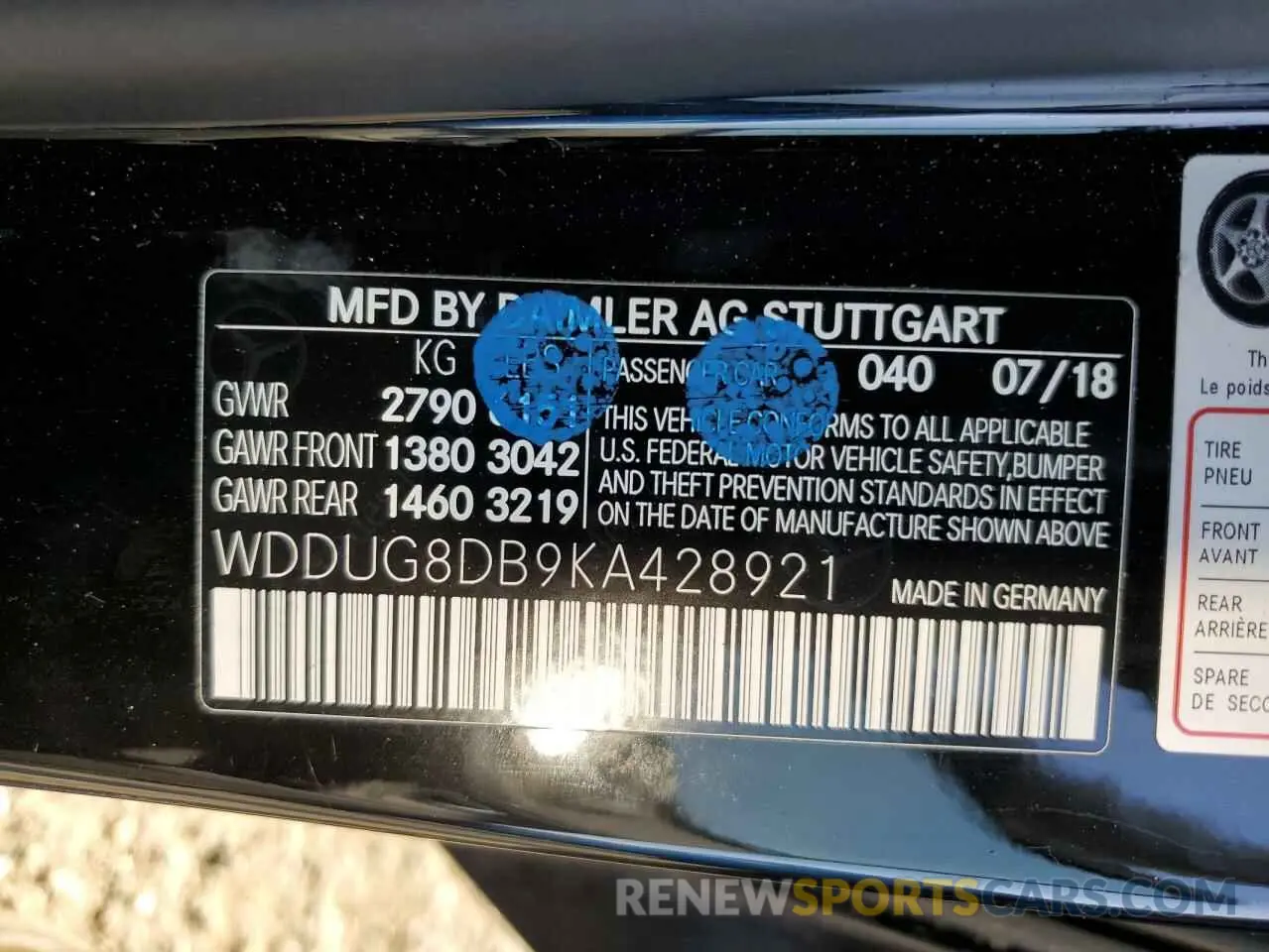 12 fotografías del automóvil dañado WDDUG8DB9KA428921 MERCEDES-BENZ S-CLASS 2019