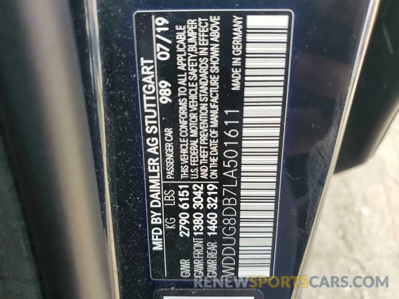 12 fotografías del automóvil dañado WDDUG8DB7LA501611 MERCEDES-BENZ S-CLASS 2020