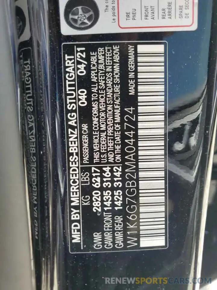 13 fotografías del automóvil dañado W1K6G7GB2MA044724 MERCEDES-BENZ S-CLASS 2021