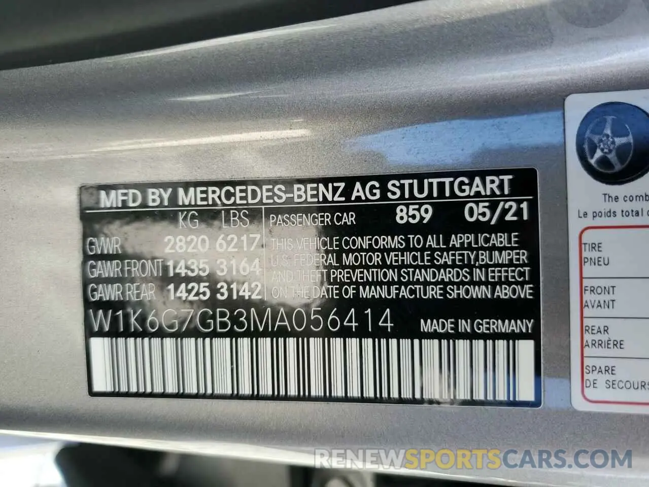 12 fotografías del automóvil dañado W1K6G7GB3MA056414 MERCEDES-BENZ S-CLASS 2021