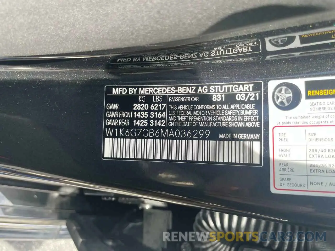 10 fotografías del automóvil dañado W1K6G7GB6MA036299 MERCEDES-BENZ S-CLASS 2021
