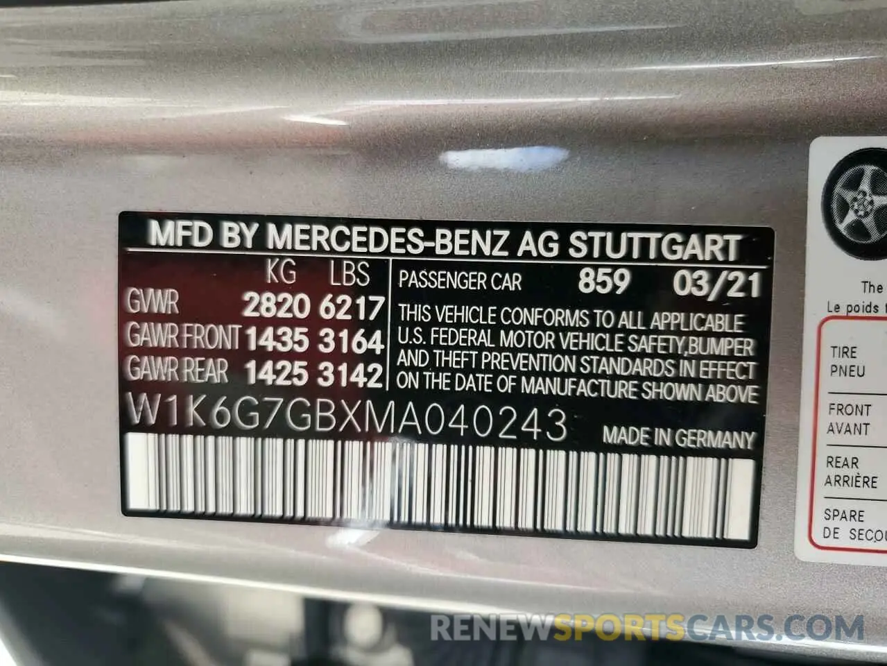 12 fotografías del automóvil dañado W1K6G7GBXMA040243 MERCEDES-BENZ S-CLASS 2021