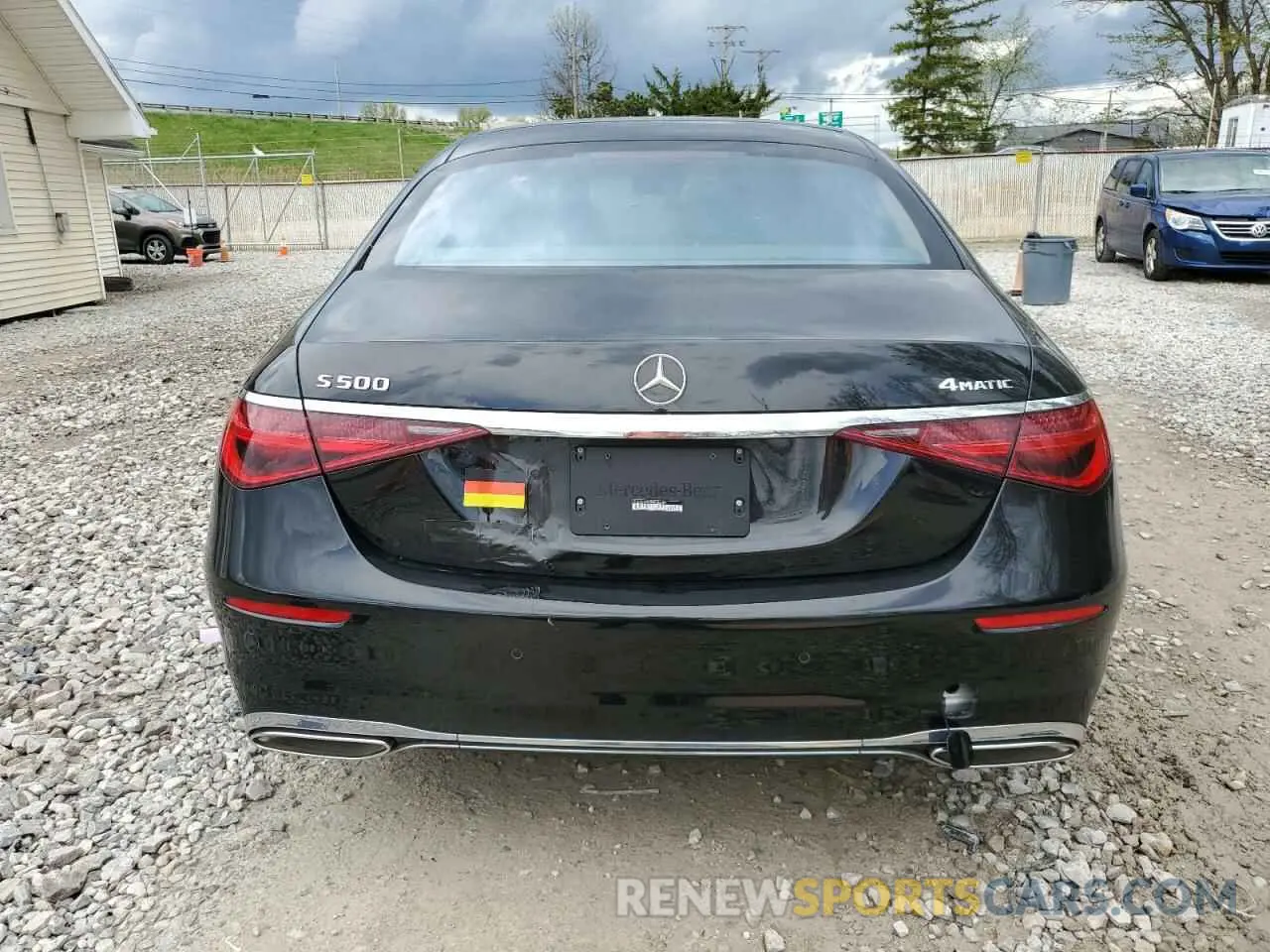 6 fotografías del automóvil dañado W1K6G6DB0NA088382 MERCEDES-BENZ S-CLASS 2022