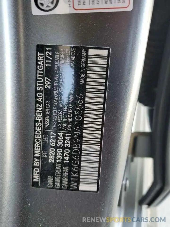 12 fotografías del automóvil dañado W1K6G6DB9NA105566 MERCEDES-BENZ S-CLASS 2022
