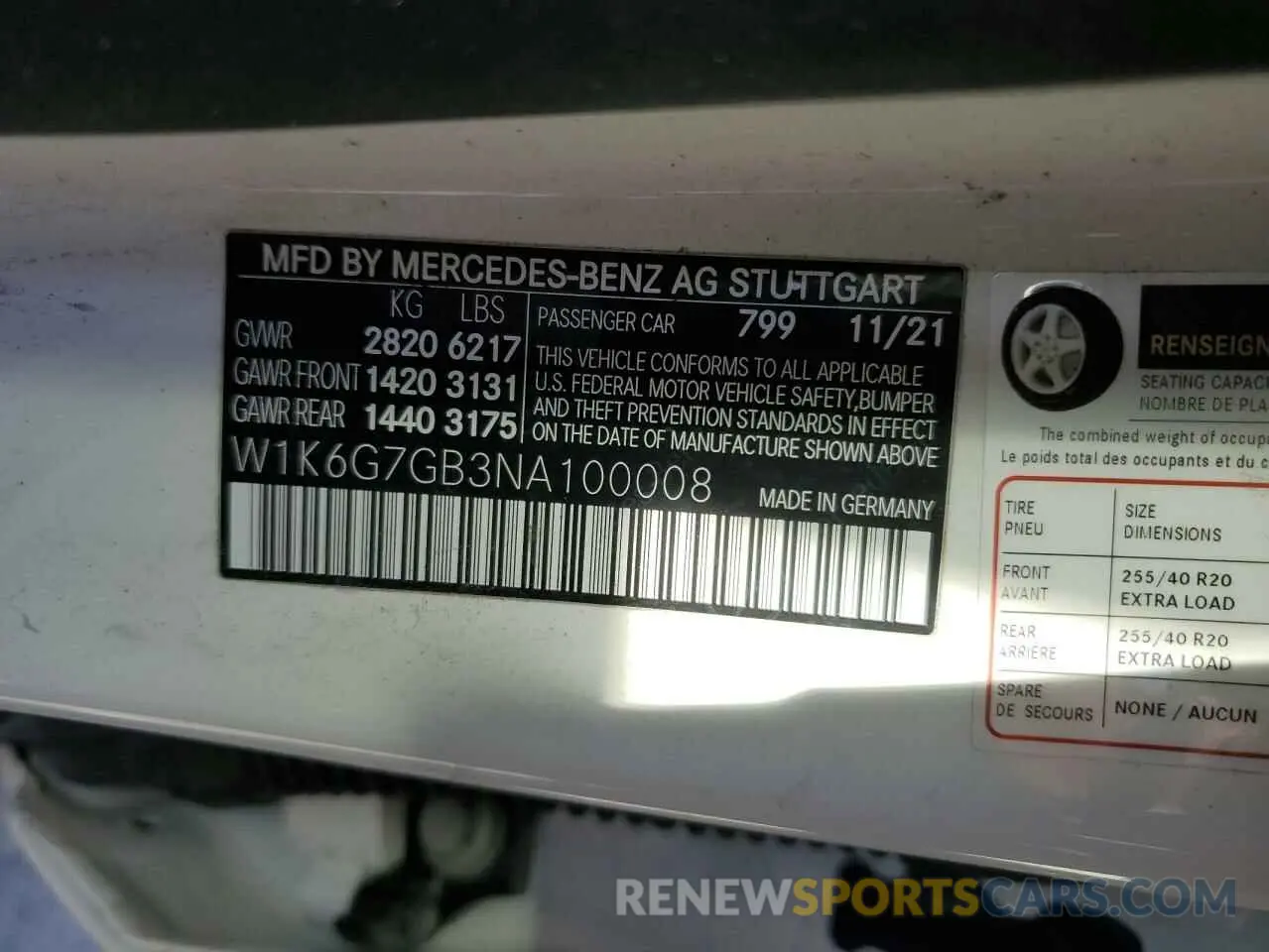 13 fotografías del automóvil dañado W1K6G7GB3NA100008 MERCEDES-BENZ S-CLASS 2022