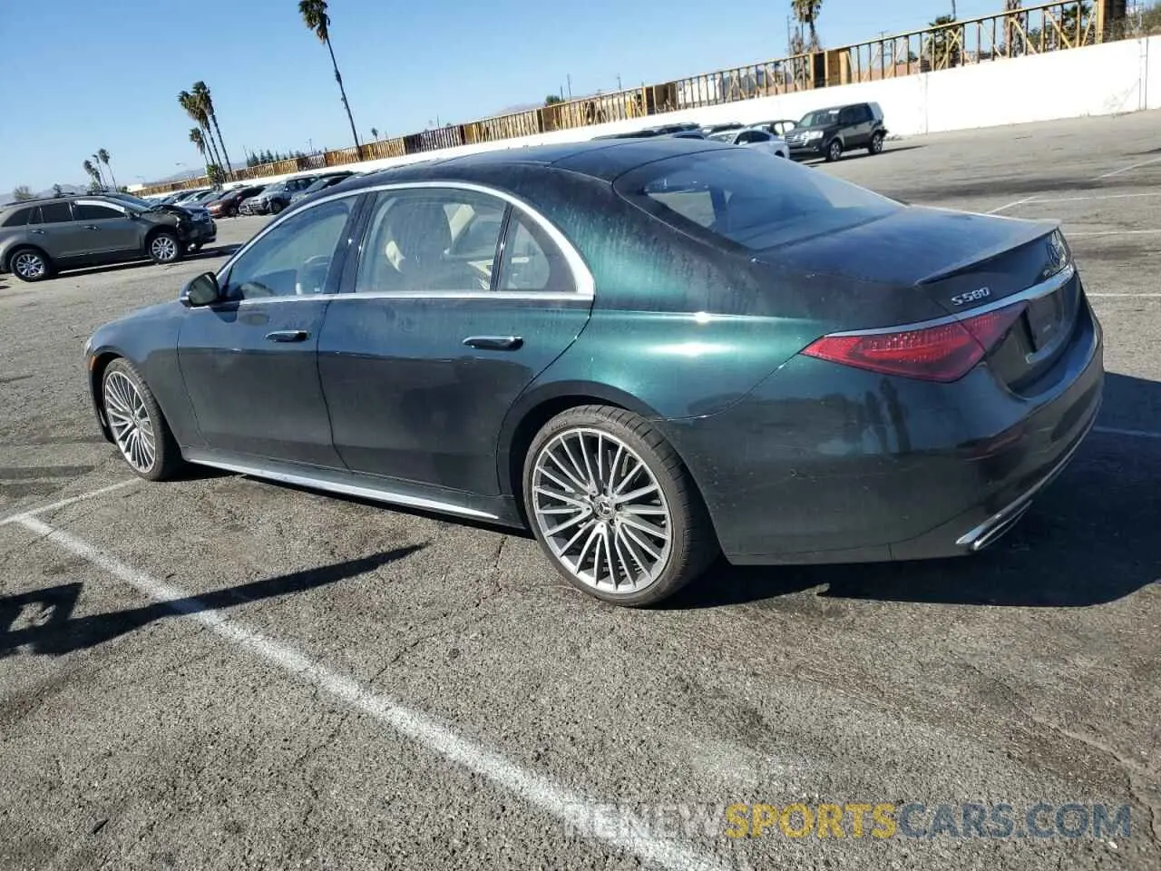 2 fotografías del automóvil dañado W1K6G7GB3NA155266 MERCEDES-BENZ S-CLASS 2022