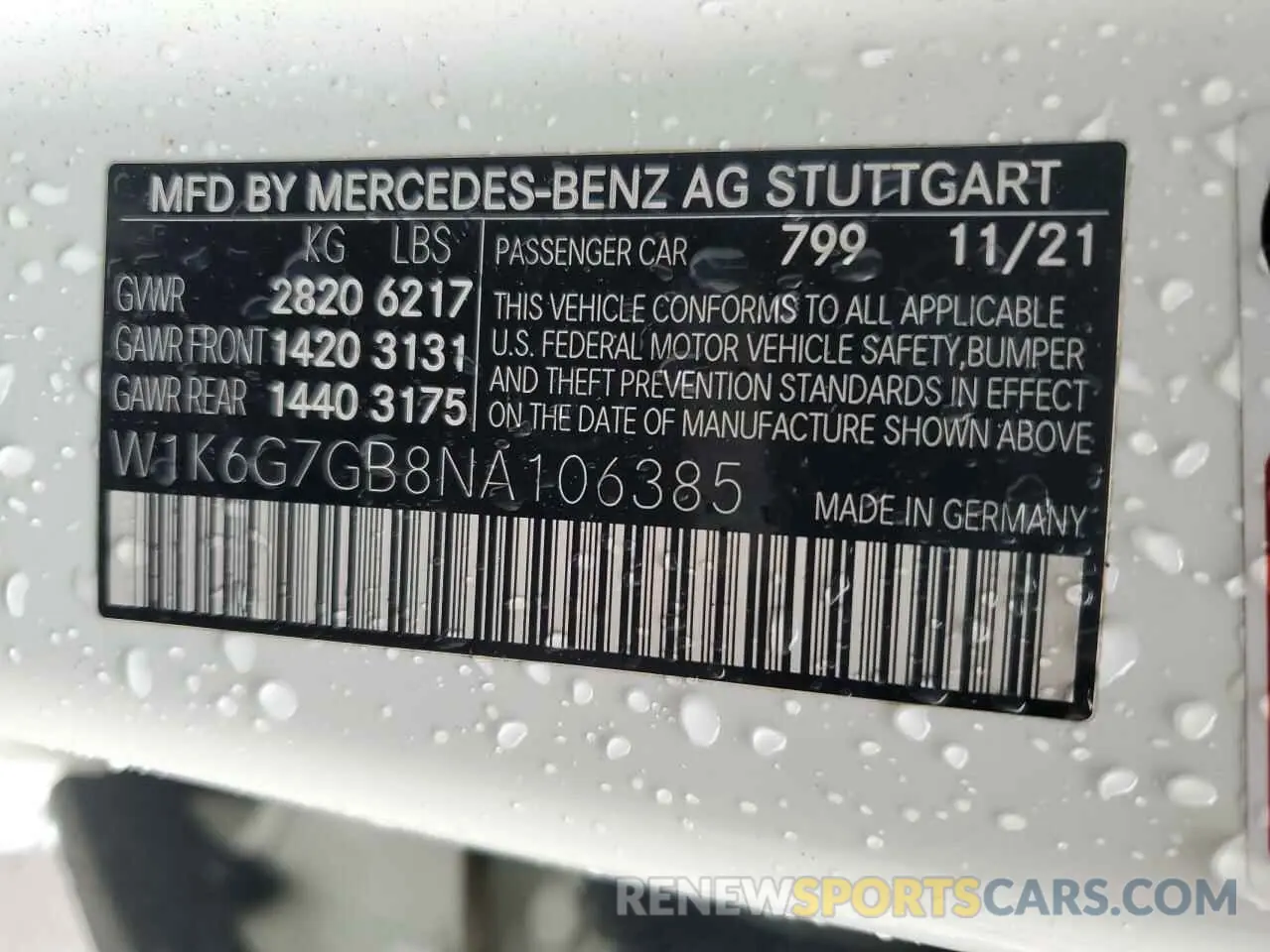 12 fotografías del automóvil dañado W1K6G7GB8NA106385 MERCEDES-BENZ S-CLASS 2022