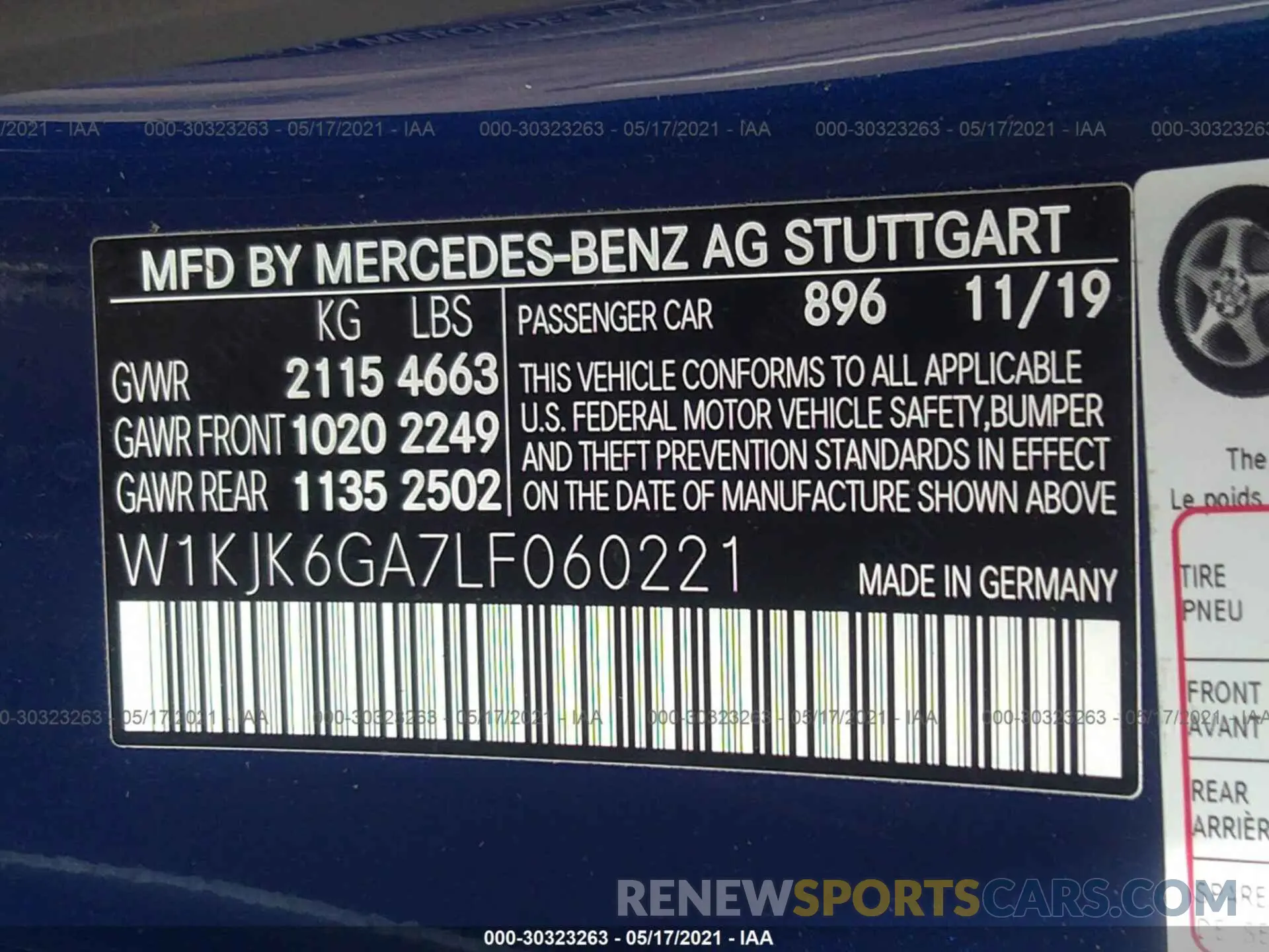 9 fotografías del automóvil dañado W1KJK6GA7LF060221 MERCEDES-BENZ SL 2020