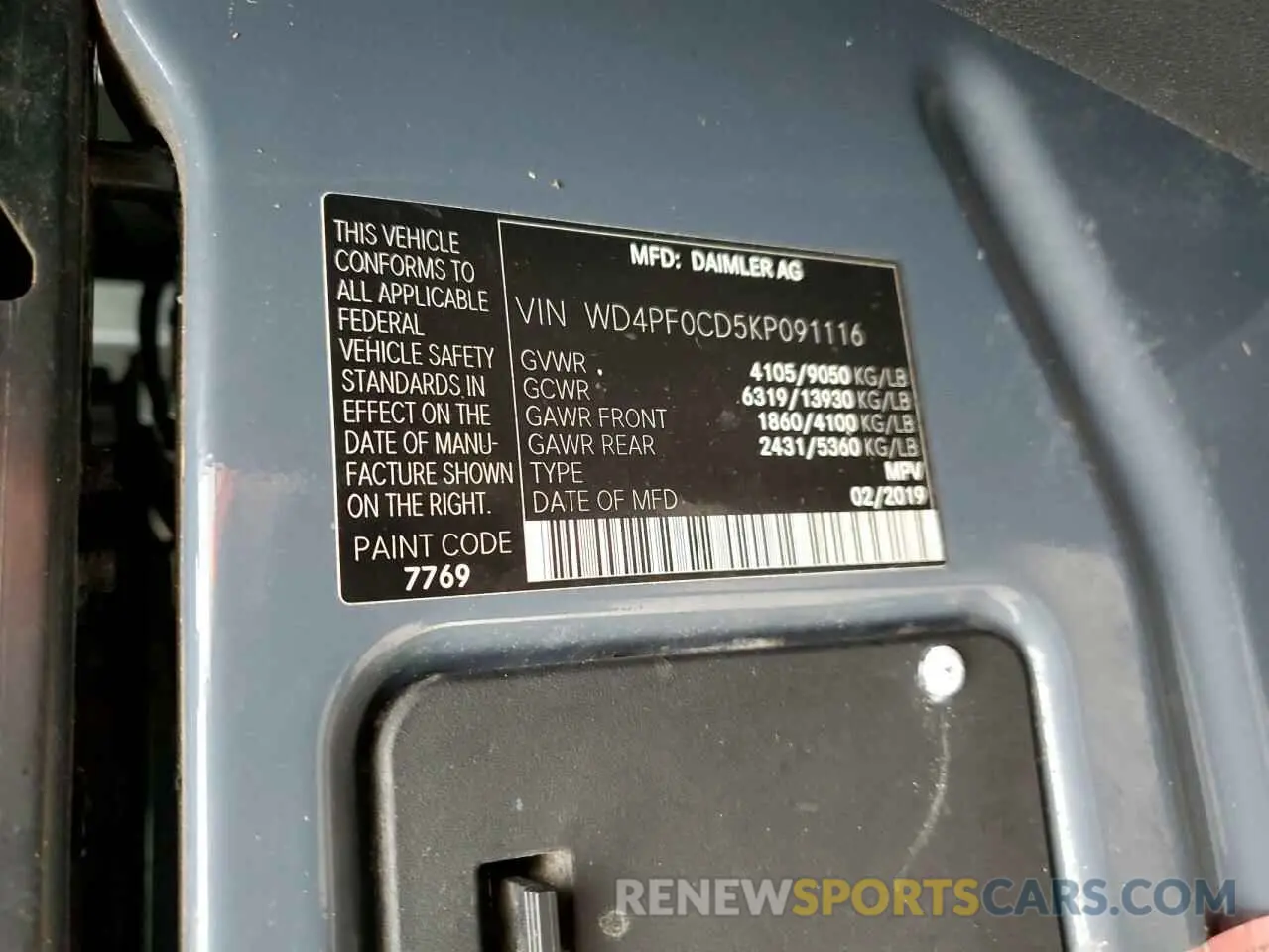 14 fotografías del automóvil dañado WD4PF0CD5KP091116 MERCEDES-BENZ SPRINTER 2019