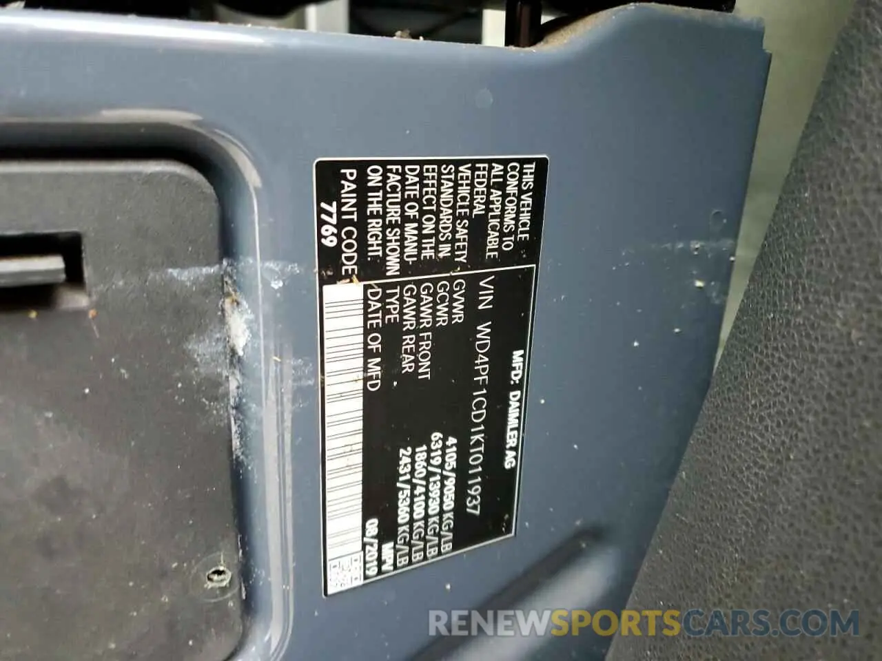 14 fotografías del automóvil dañado WD4PF1CD1KT011937 MERCEDES-BENZ SPRINTER 2019