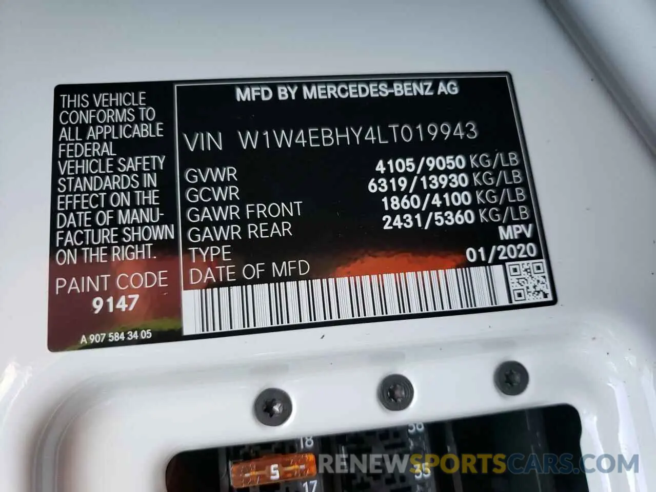 10 fotografías del automóvil dañado W1W4EBHY4LT019943 MERCEDES-BENZ SPRINTER 2020