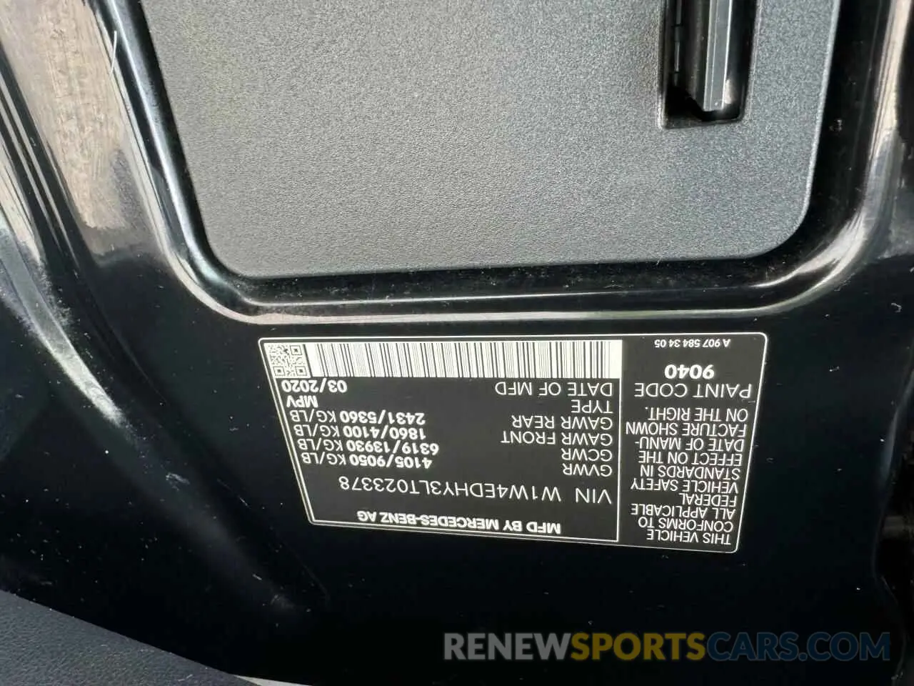 10 fotografías del automóvil dañado W1W4EDHY3LT023378 MERCEDES-BENZ SPRINTER 2020
