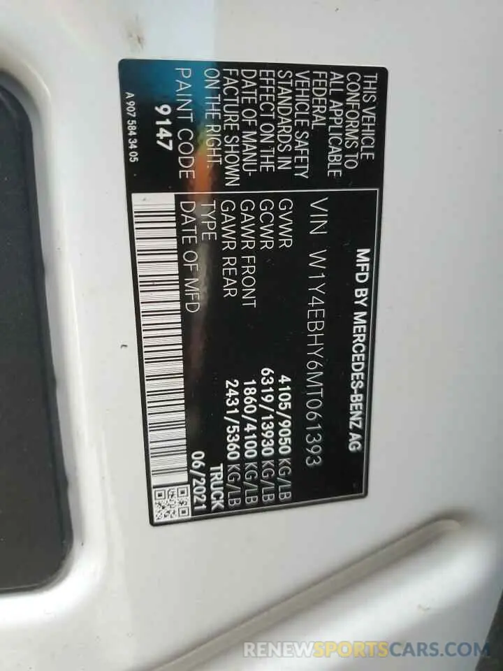 13 fotografías del automóvil dañado W1Y4EBHY6MT061393 MERCEDES-BENZ SPRINTER 2021