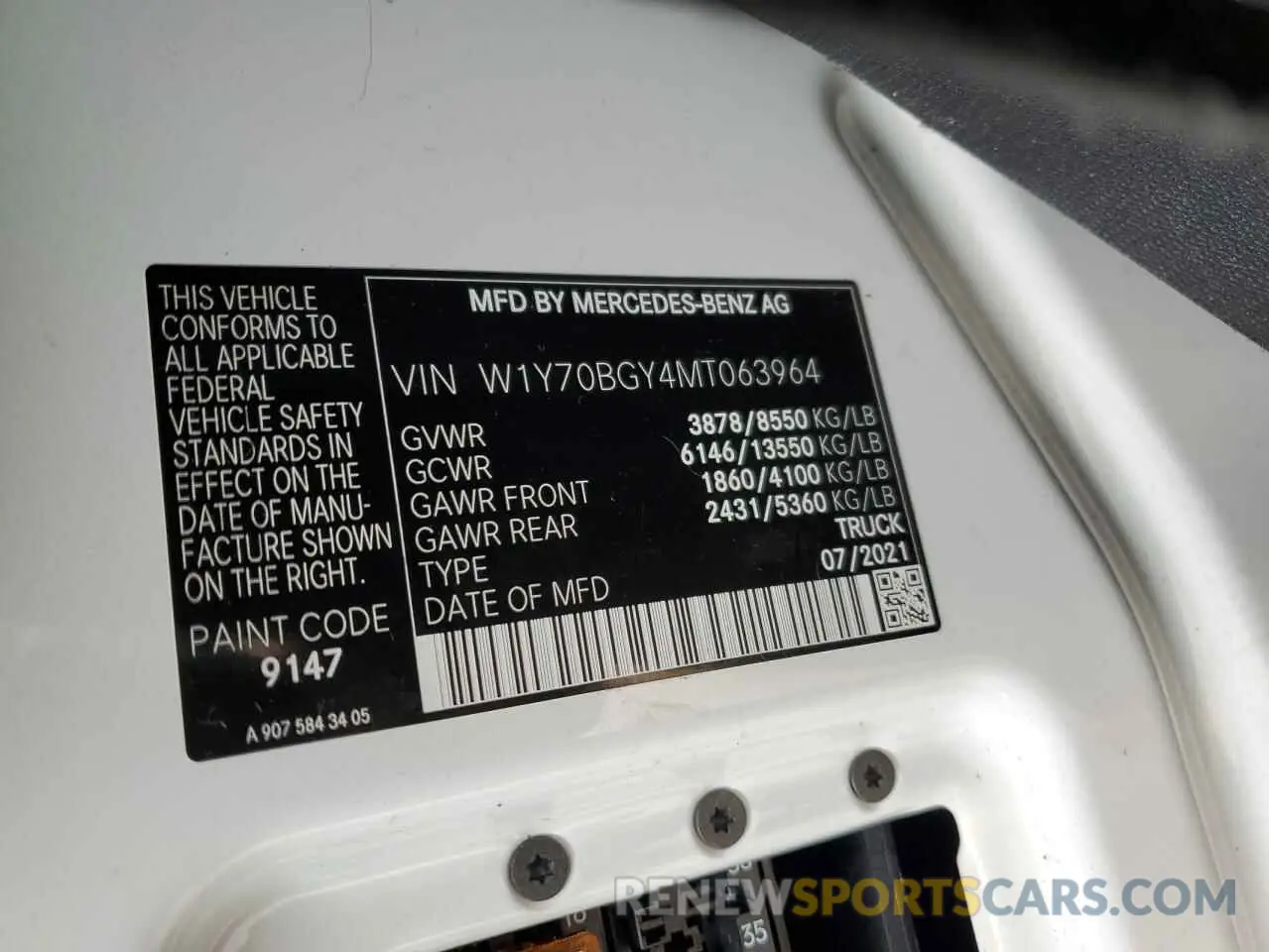 13 fotografías del automóvil dañado W1Y70BGY4MT063964 MERCEDES-BENZ SPRINTER 2021