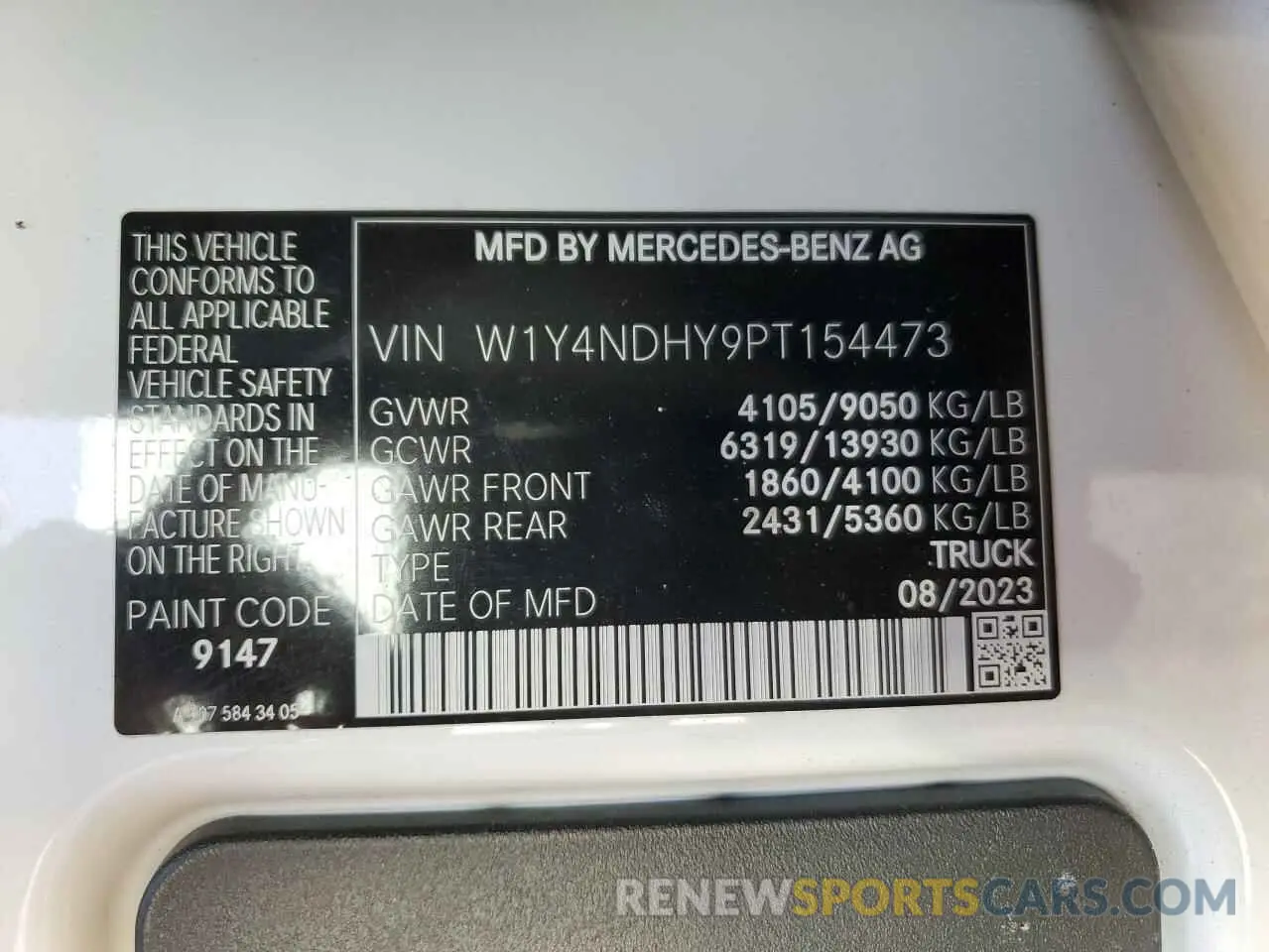 14 fotografías del automóvil dañado W1Y4NDHY9PT154473 MERCEDES-BENZ SPRINTER 2023