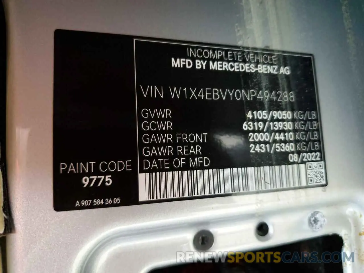 14 fotografías del automóvil dañado W1X4EBVY0NP494288 MERCEDES-BENZ SPRINTER 2024