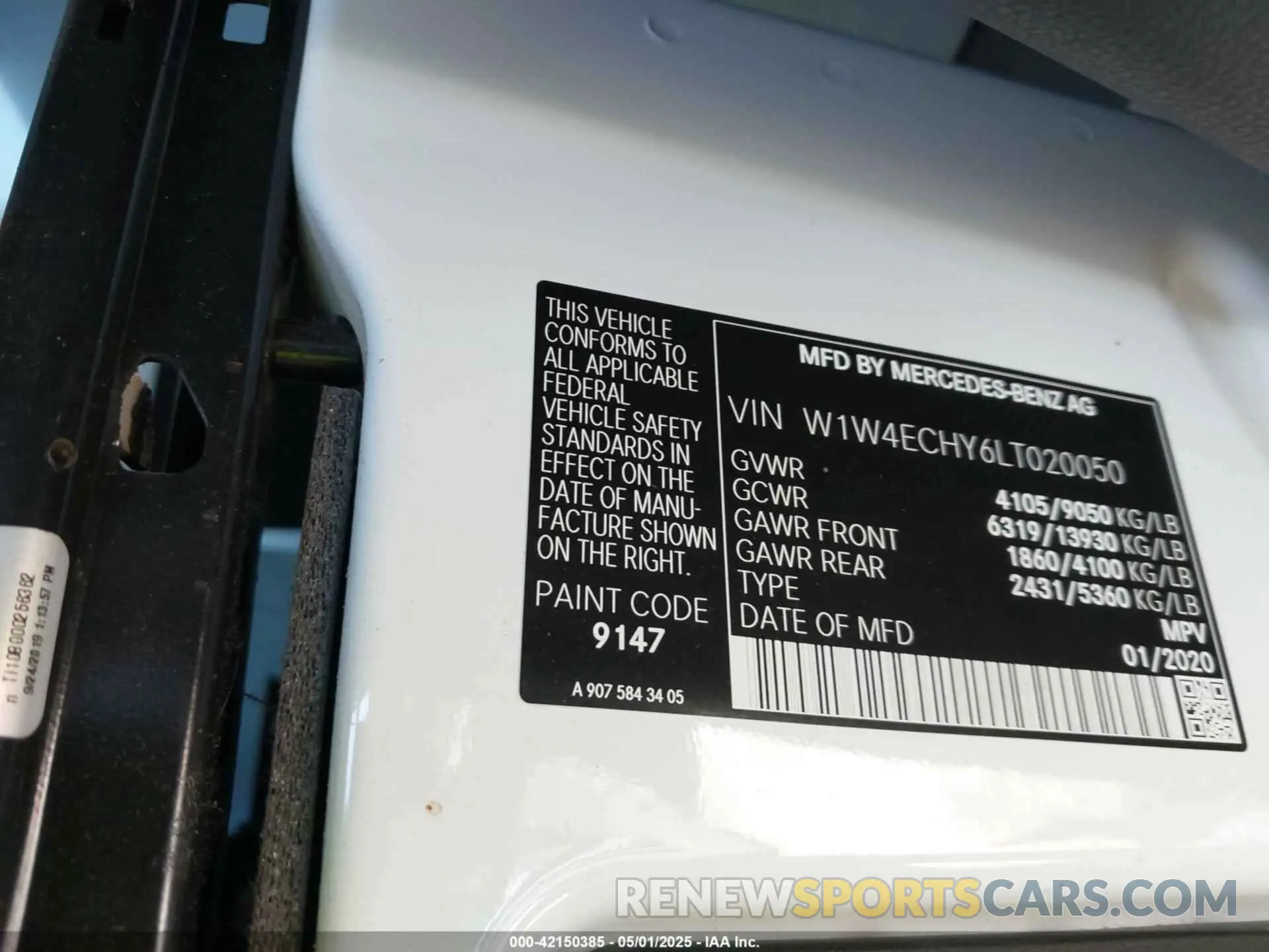 9 fotografías del automóvil dañado W1W4ECHY6LT020050 MERCEDES-BENZ SPRINTER 2500 2020