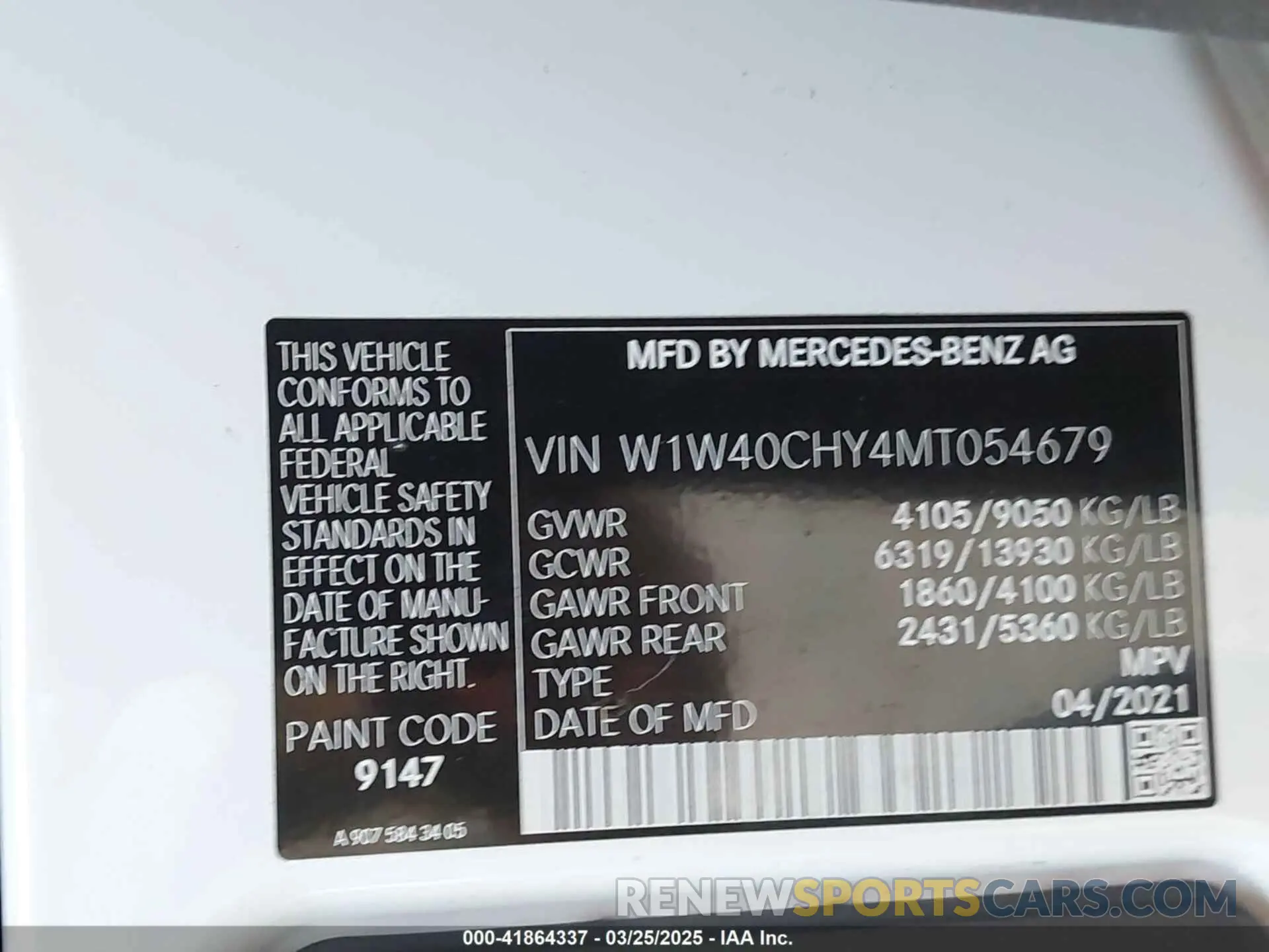 9 fotografías del automóvil dañado W1W40CHY4MT054679 MERCEDES-BENZ SPRINTER 2500 2021