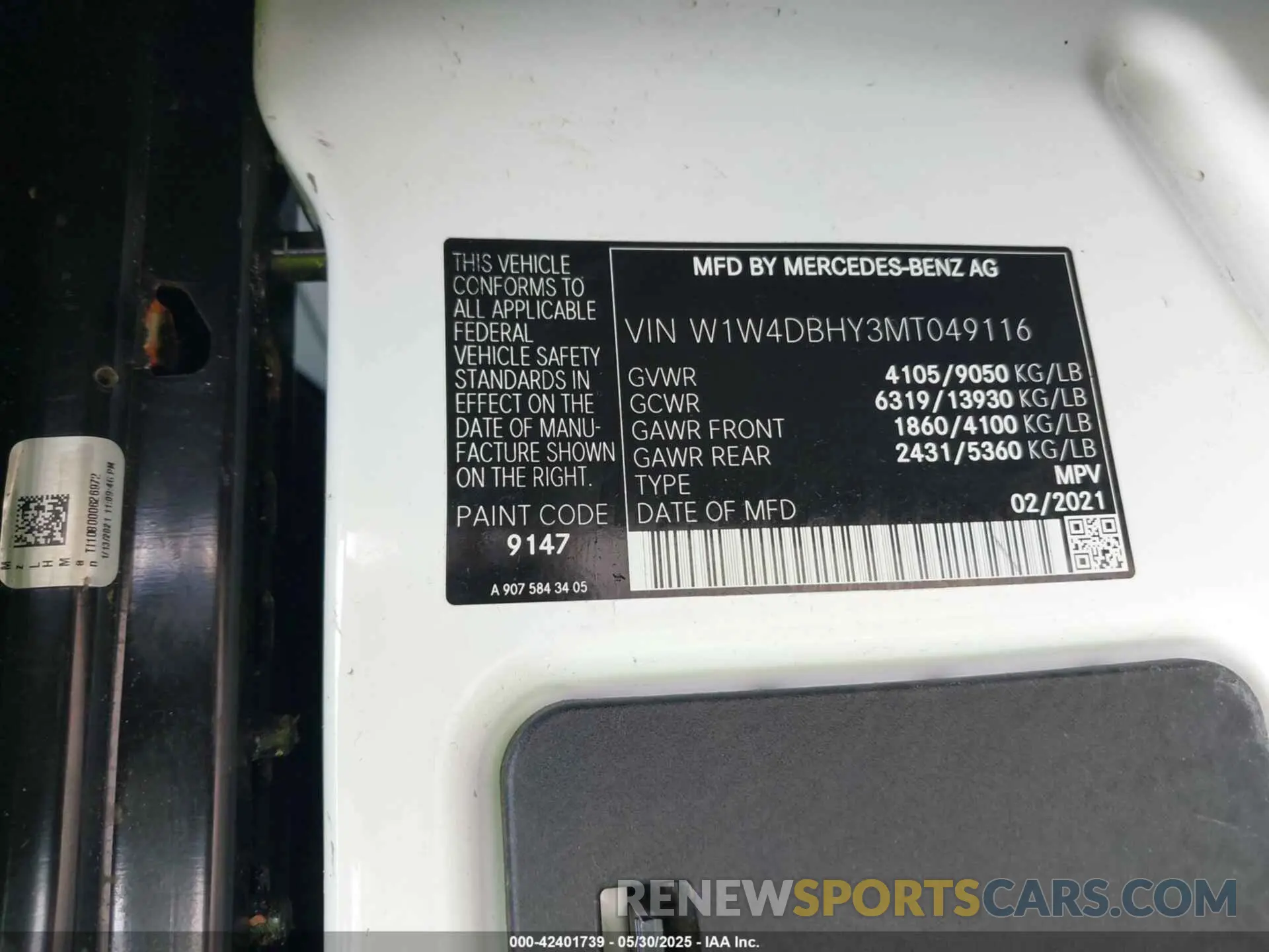 9 fotografías del automóvil dañado W1W4DBHY3MT049116 MERCEDES-BENZ SPRINTER 2500 2021