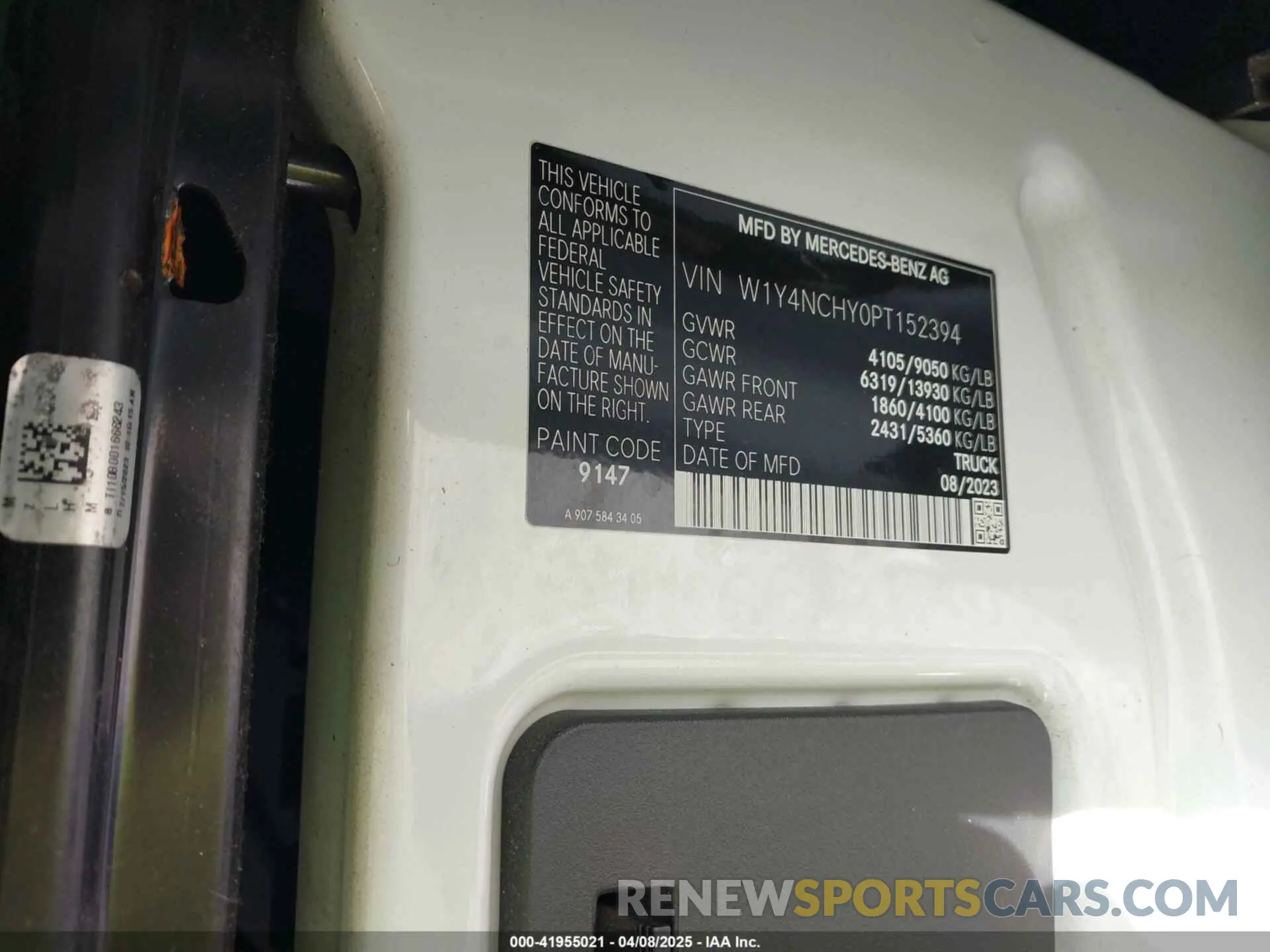 9 fotografías del automóvil dañado W1Y4NCHY0PT152394 MERCEDES-BENZ SPRINTER 2500 2023