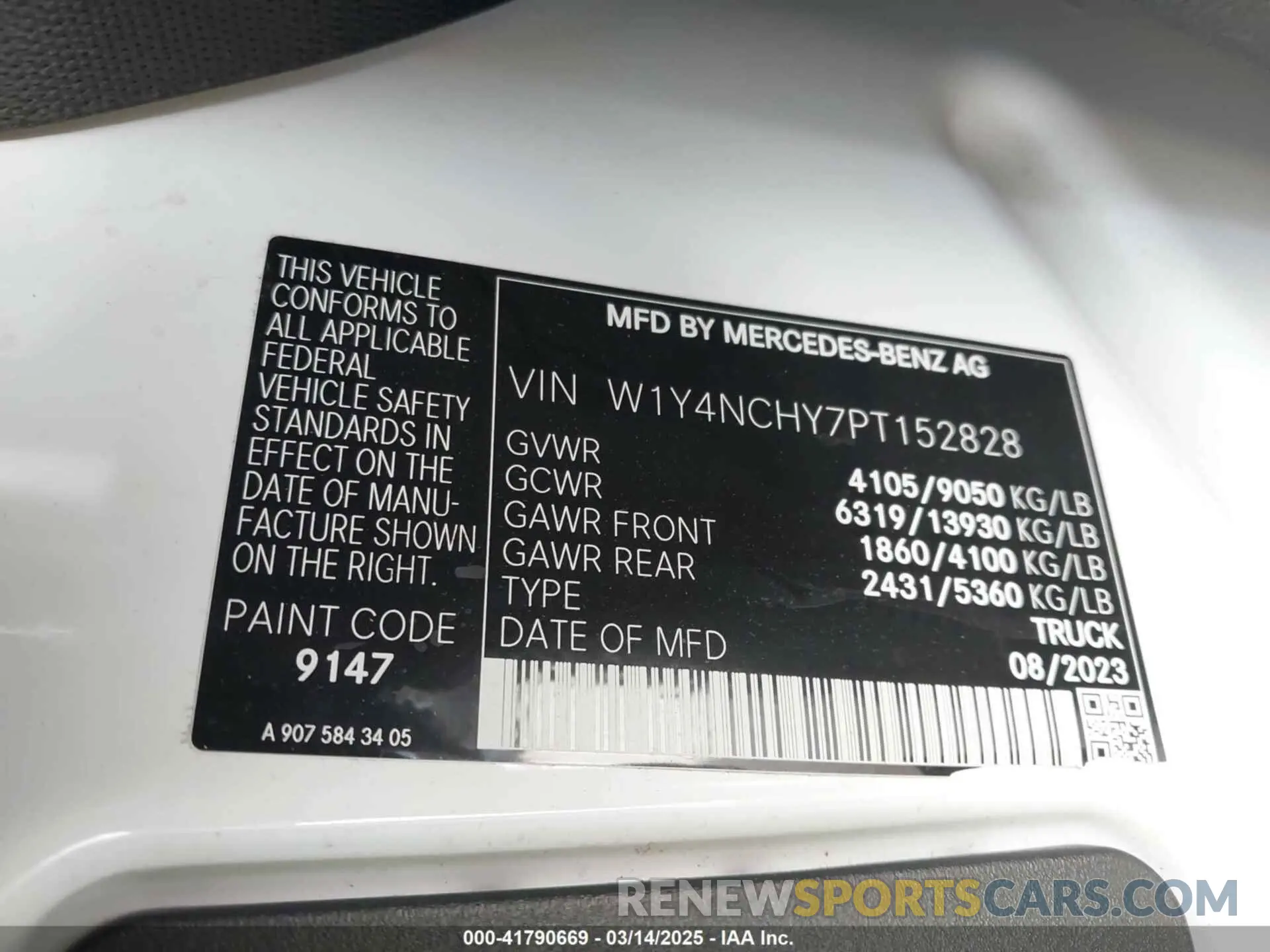 9 fotografías del automóvil dañado W1Y4NCHY7PT152828 MERCEDES-BENZ SPRINTER 2500 2023