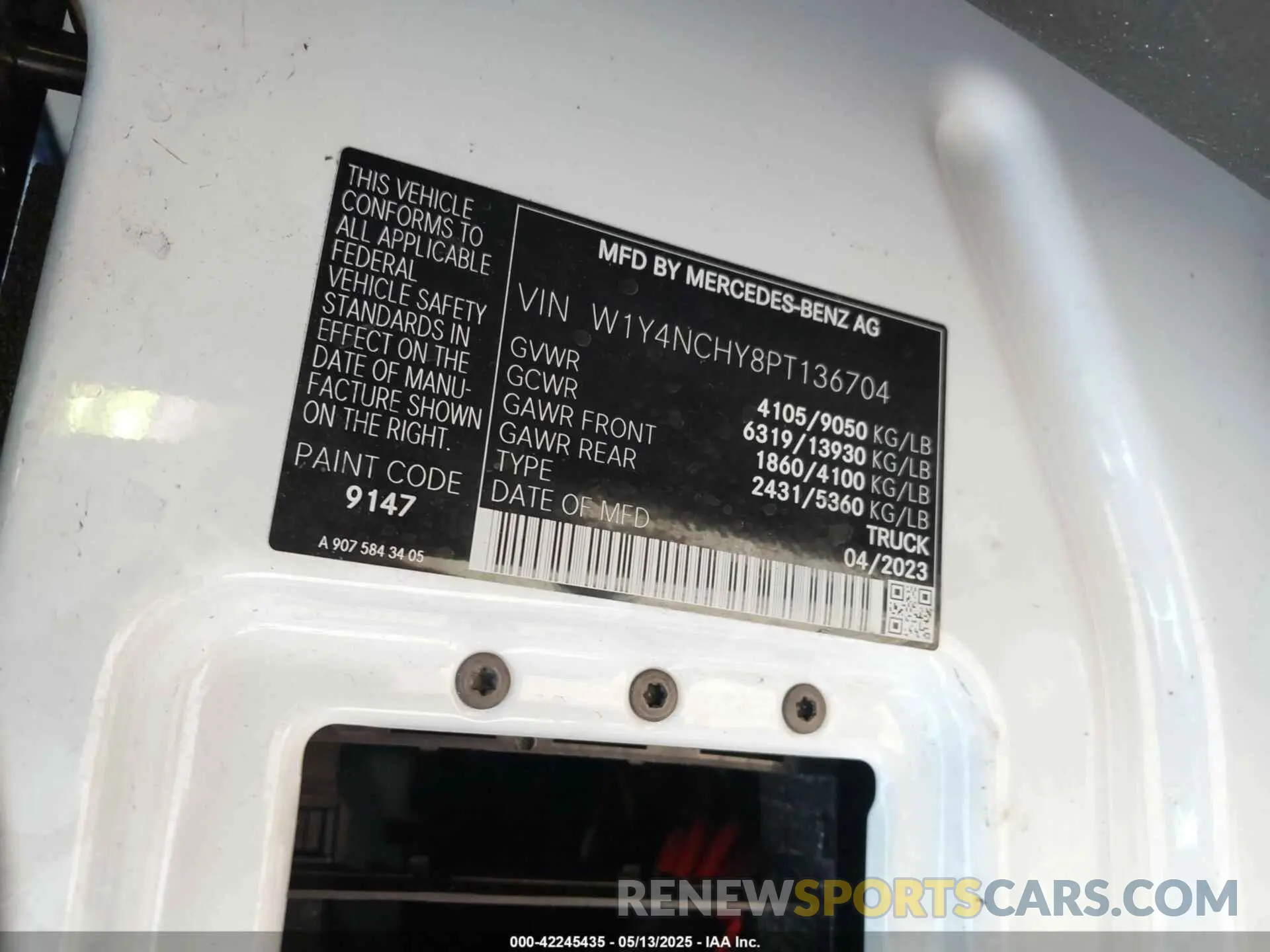 9 fotografías del automóvil dañado W1Y4NCHY8PT136704 MERCEDES-BENZ SPRINTER 2500 2023