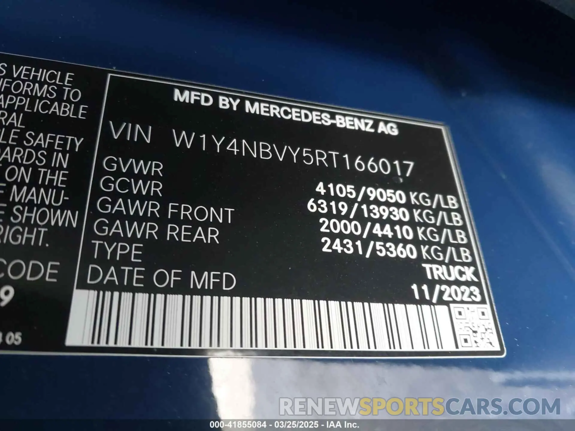 9 fotografías del automóvil dañado W1Y4NBVY5RT166017 MERCEDES-BENZ SPRINTER 2500 2024