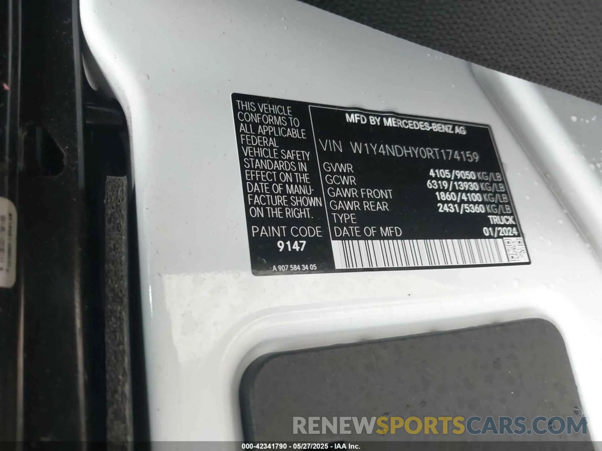 9 fotografías del automóvil dañado W1Y4NDHY0RT174159 MERCEDES-BENZ SPRINTER 2500 2024