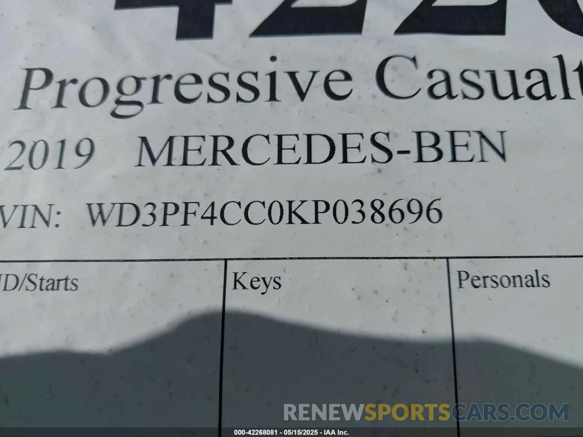 9 fotografías del automóvil dañado WD3PF4CC0KP038696 MERCEDES-BENZ SPRINTER 3500XD 2019