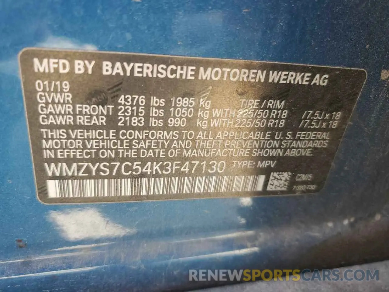 13 fotografías del automóvil dañado WMZYS7C54K3F47130 MINI COOPER 2019