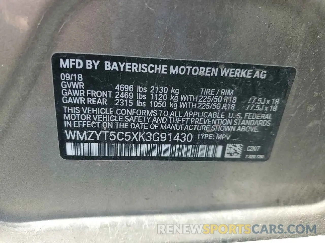 12 fotografías del automóvil dañado WMZYT5C5XK3G91430 MINI COOPER 2019