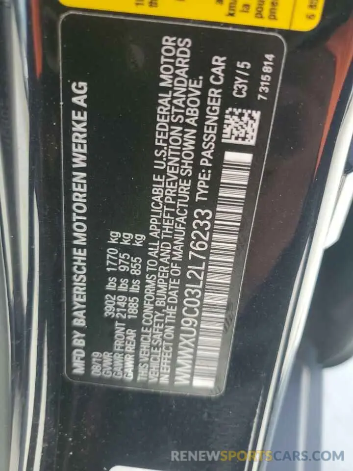 13 fotografías del automóvil dañado WMWXU9C03L2L76233 MINI COOPER 2020